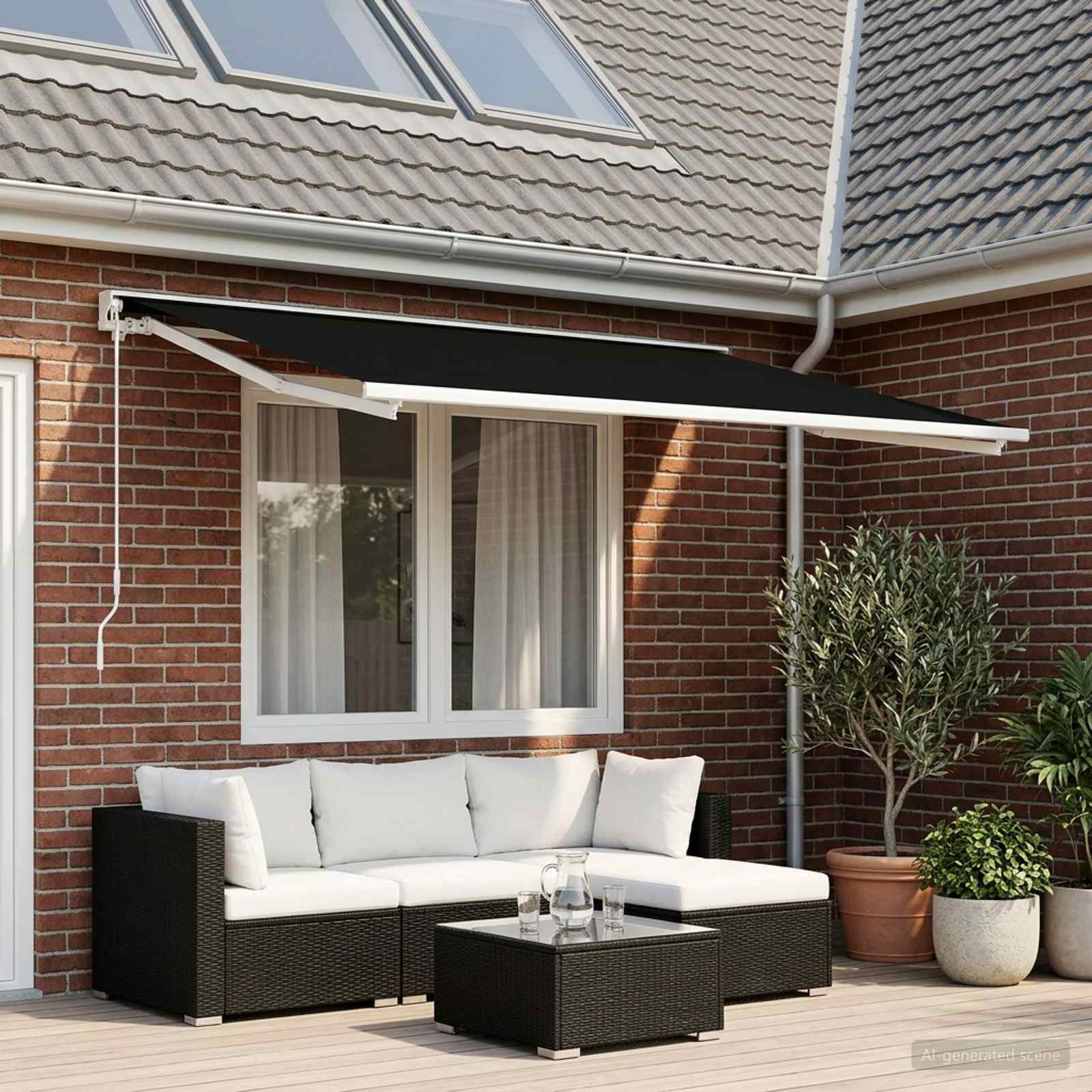 vidaXL Markisenersatzstoff Schwarz 350 x 250 cm Polyester