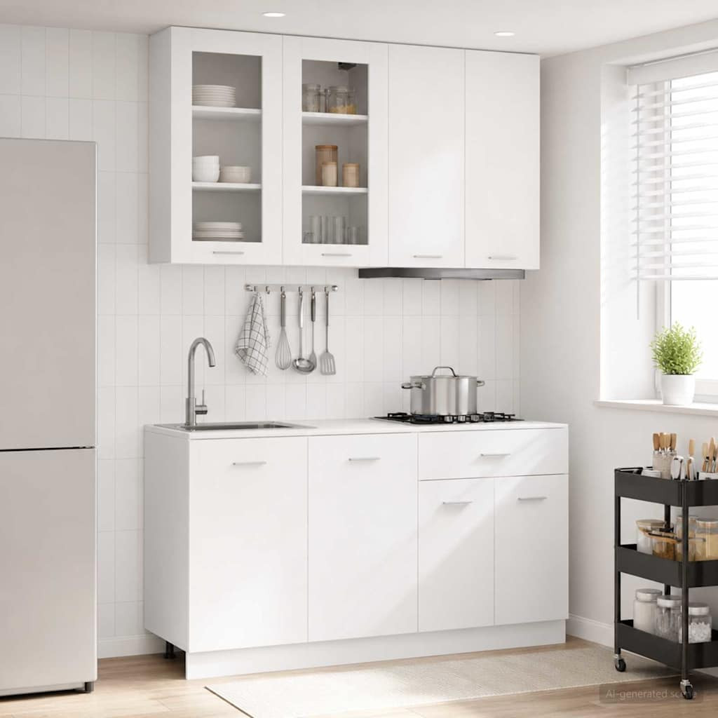 vidaXL Kücheneinheit LYON 4 pcs Weiß Holzwerkstoff