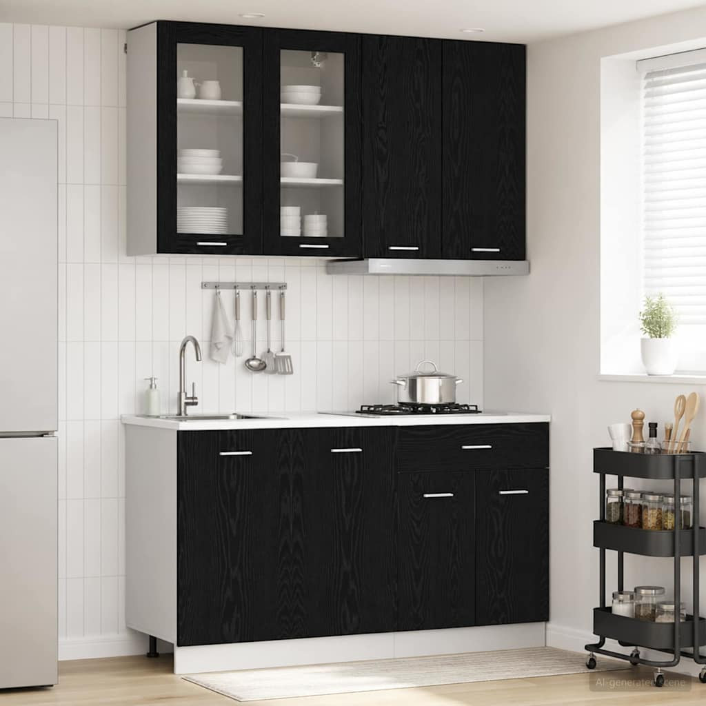 vidaXL Kücheneinheit LYON 4 pcs Schwarze Eiche Holzwerkstoff