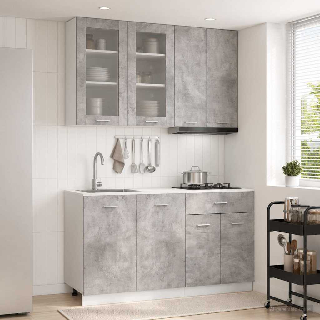 vidaXL Kücheneinheit LYON 4 pcs Betongrau Holzwerkstoff