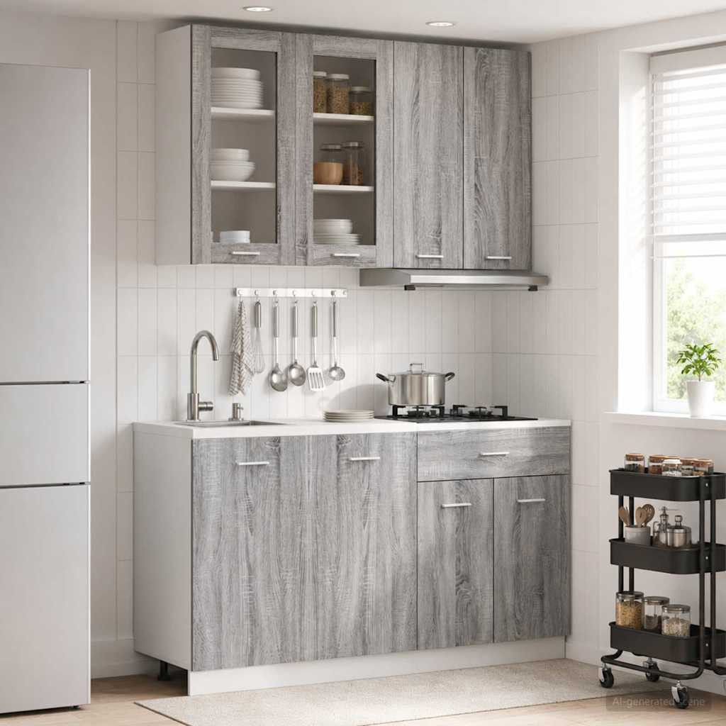 vidaXL Kücheneinheit LYON 4 pcs Grau Sonoma Holzwerkstoff