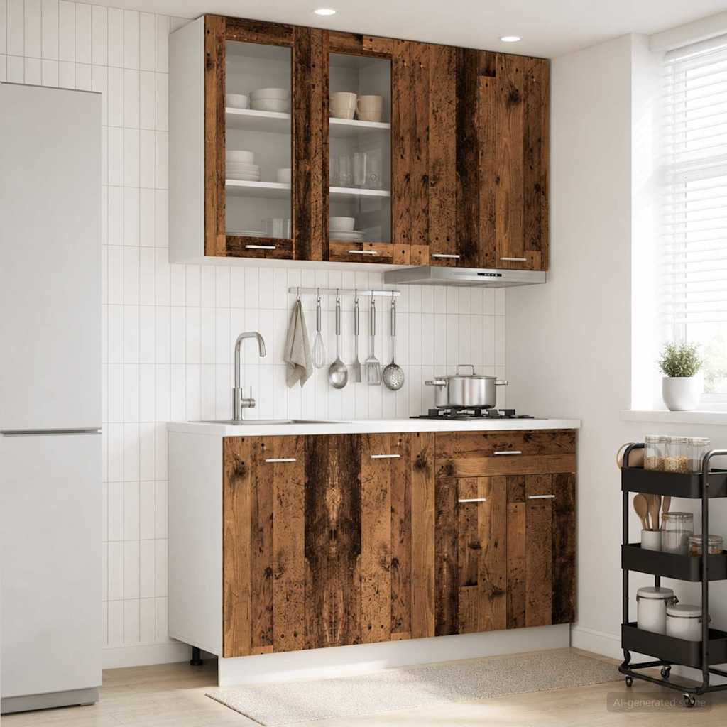 vidaXL Kücheneinheit LYON 4 pcs Altholz Holzwerkstoff