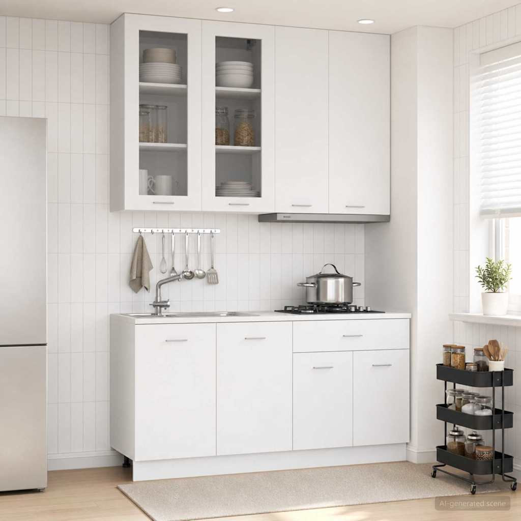 vidaXL Kücheneinheit LYON 4 pcs Weiß Holzwerkstoff