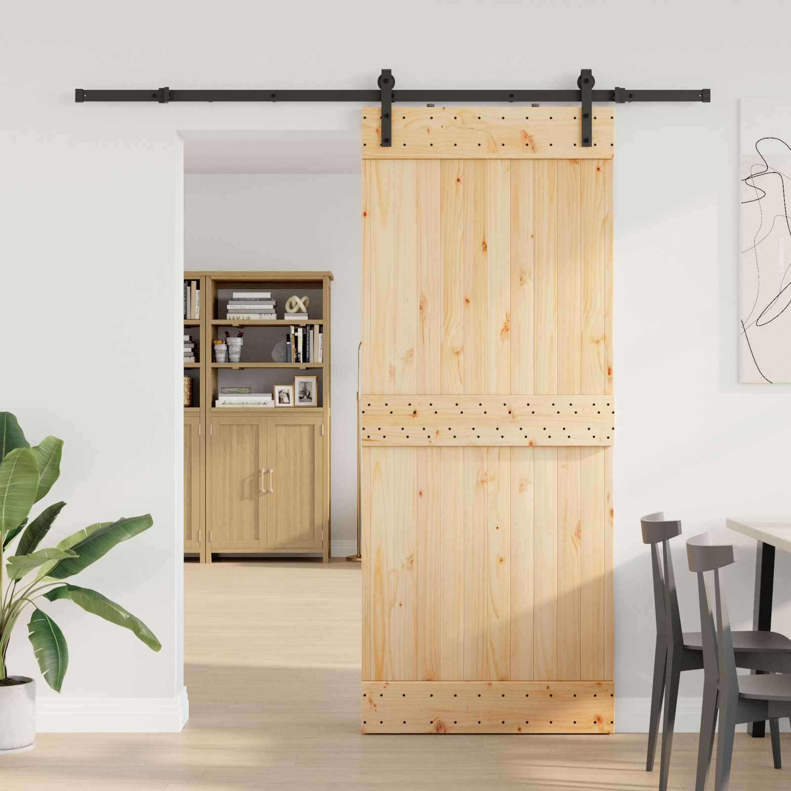 vidaXL Schiebetür NARVIK Natürlich und Schwarz 85 x 210 cm (213,5 cm)