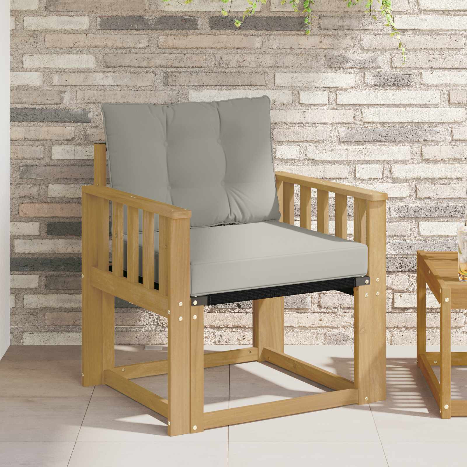 vidaXL Outdoor-Sofa Massives Akazienholz und Textilene Weiß