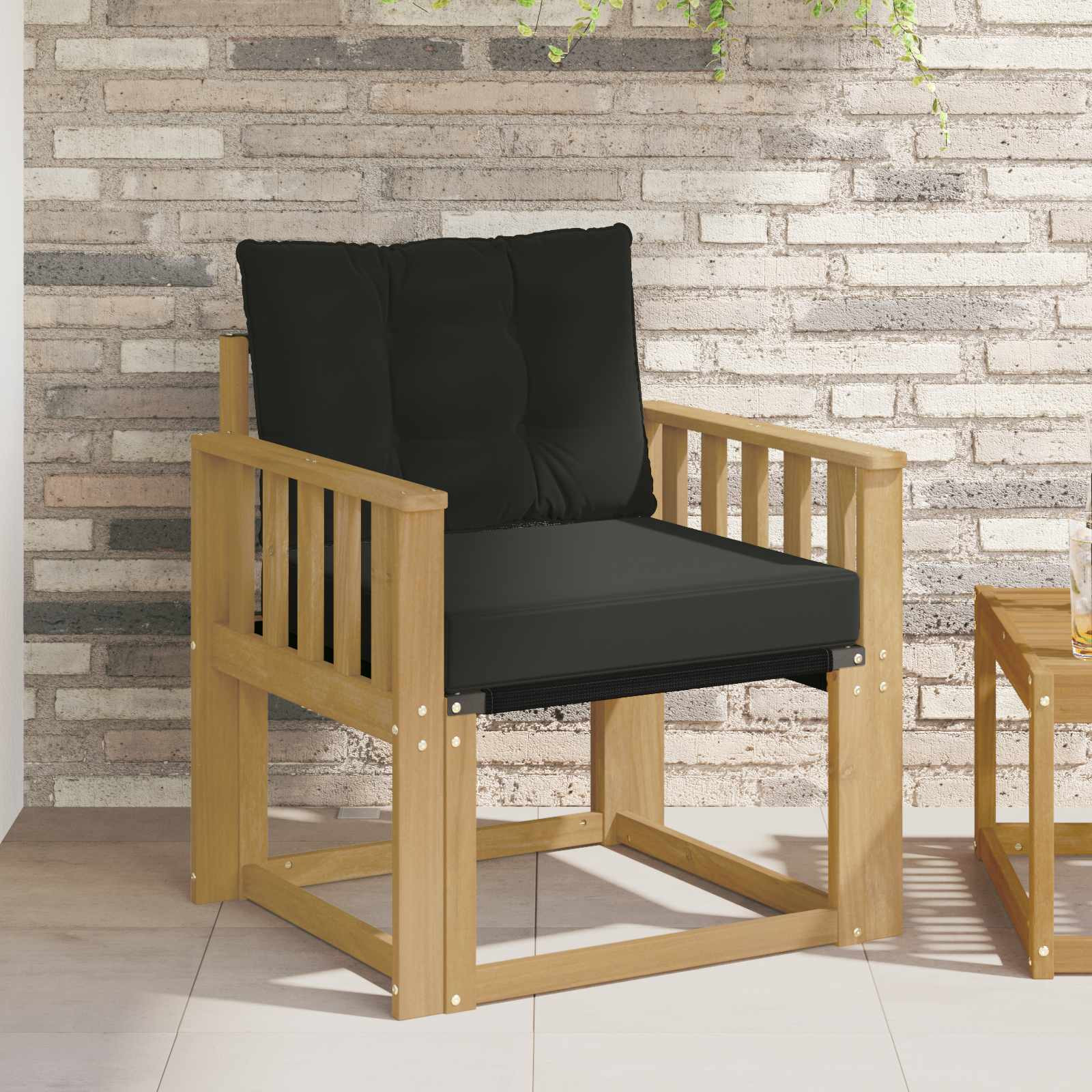 vidaXL Outdoor-Sofa Massives Akazienholz und Textilene Weiß
