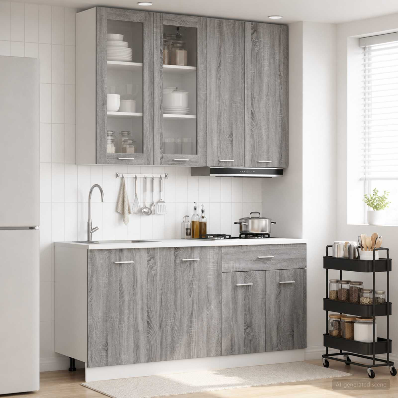 vidaXL Kücheneinheit LYON 4 pcs Grau Sonoma Holzwerkstoff