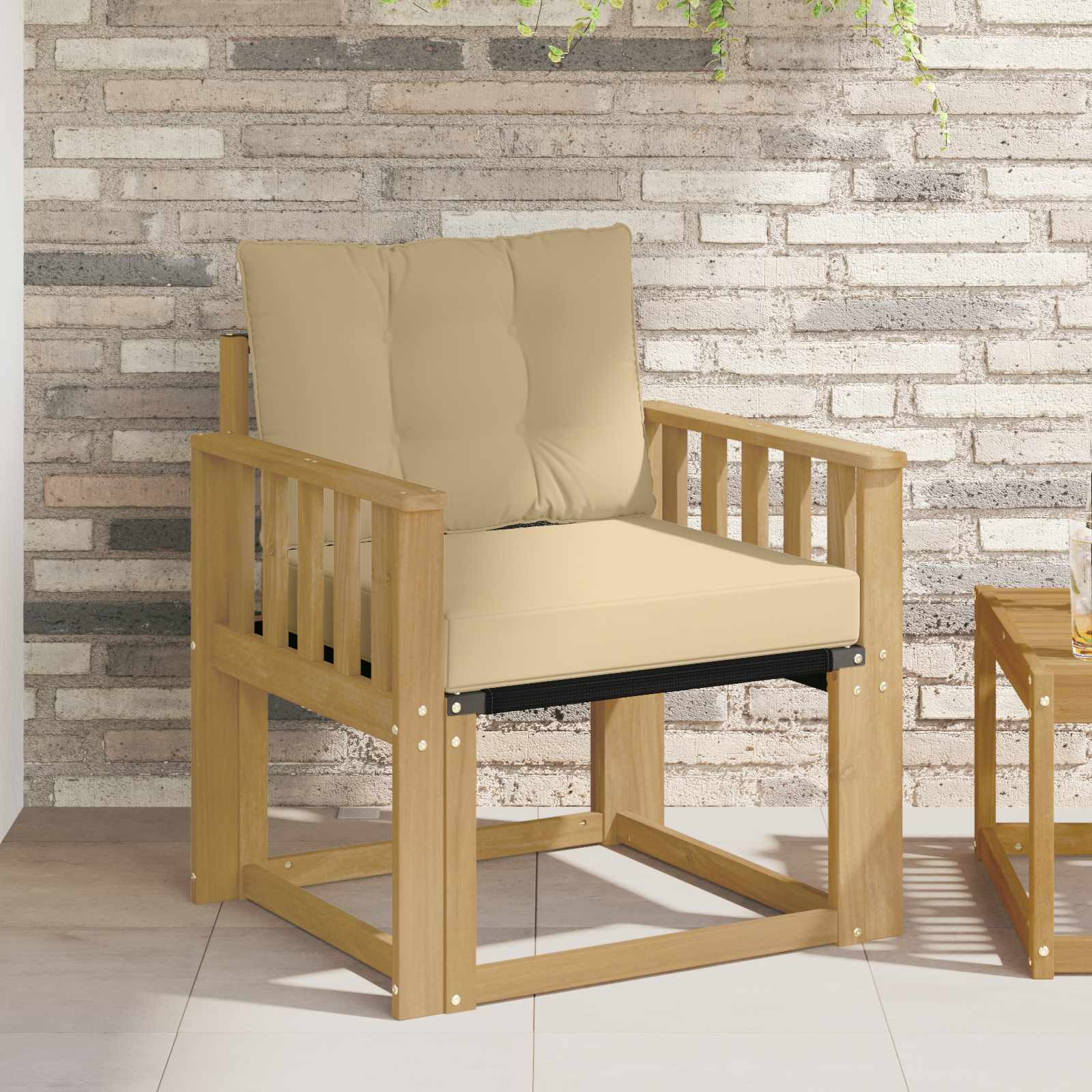 vidaXL Outdoor-Sofa Massives Akazienholz und Textilene Weiß