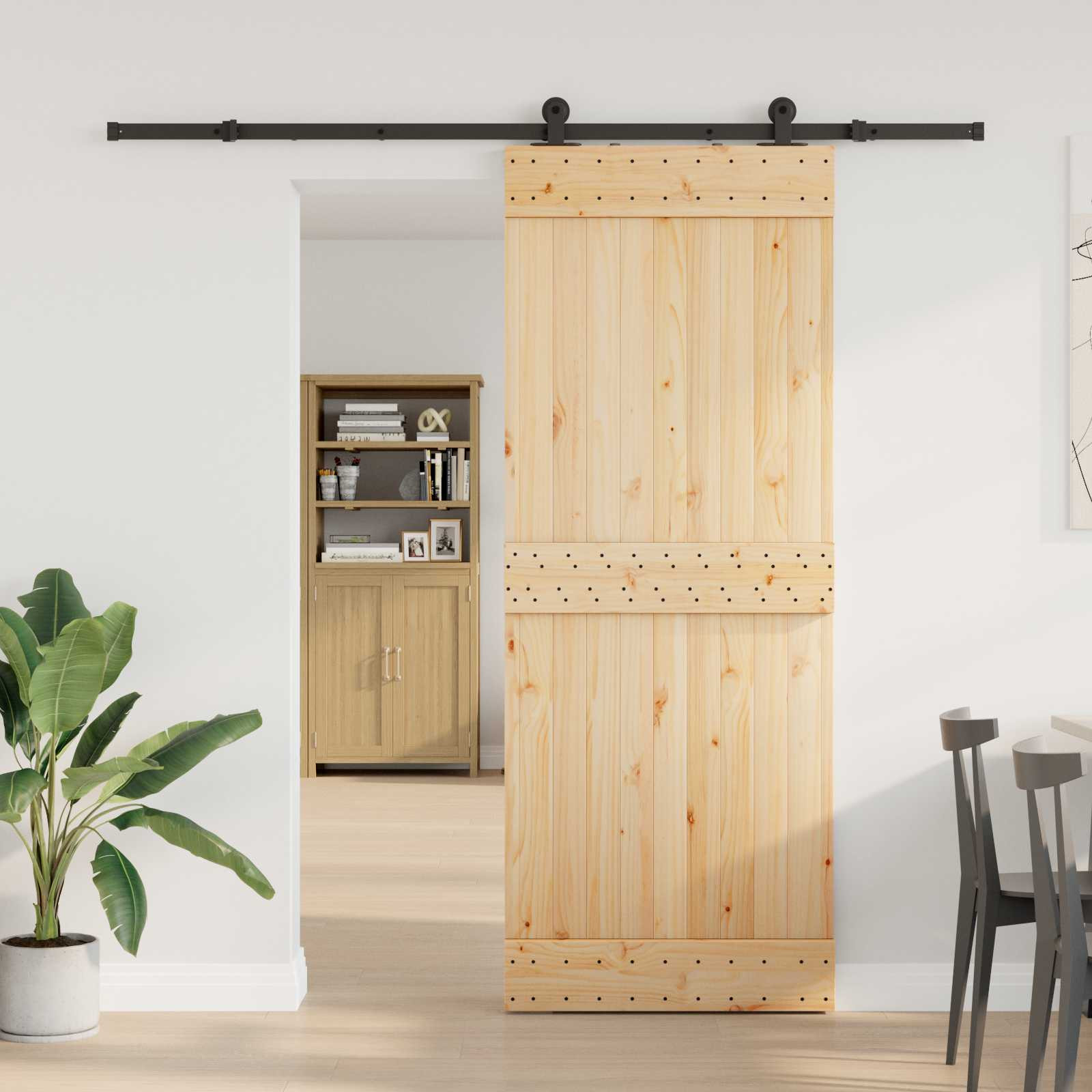 vidaXL Schiebetür NARVIK 80 x 210 cm (213,5 cm) Natürlich und Schwarz
