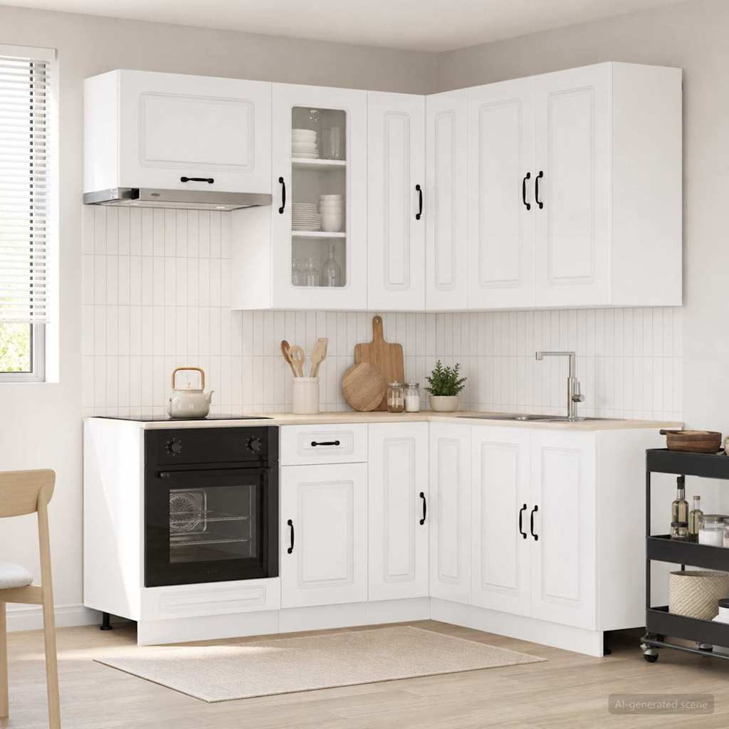 vidaXL Kücheneinheit KALMAR 8 pcs Hochglanz Weiß Holzwerkstoff