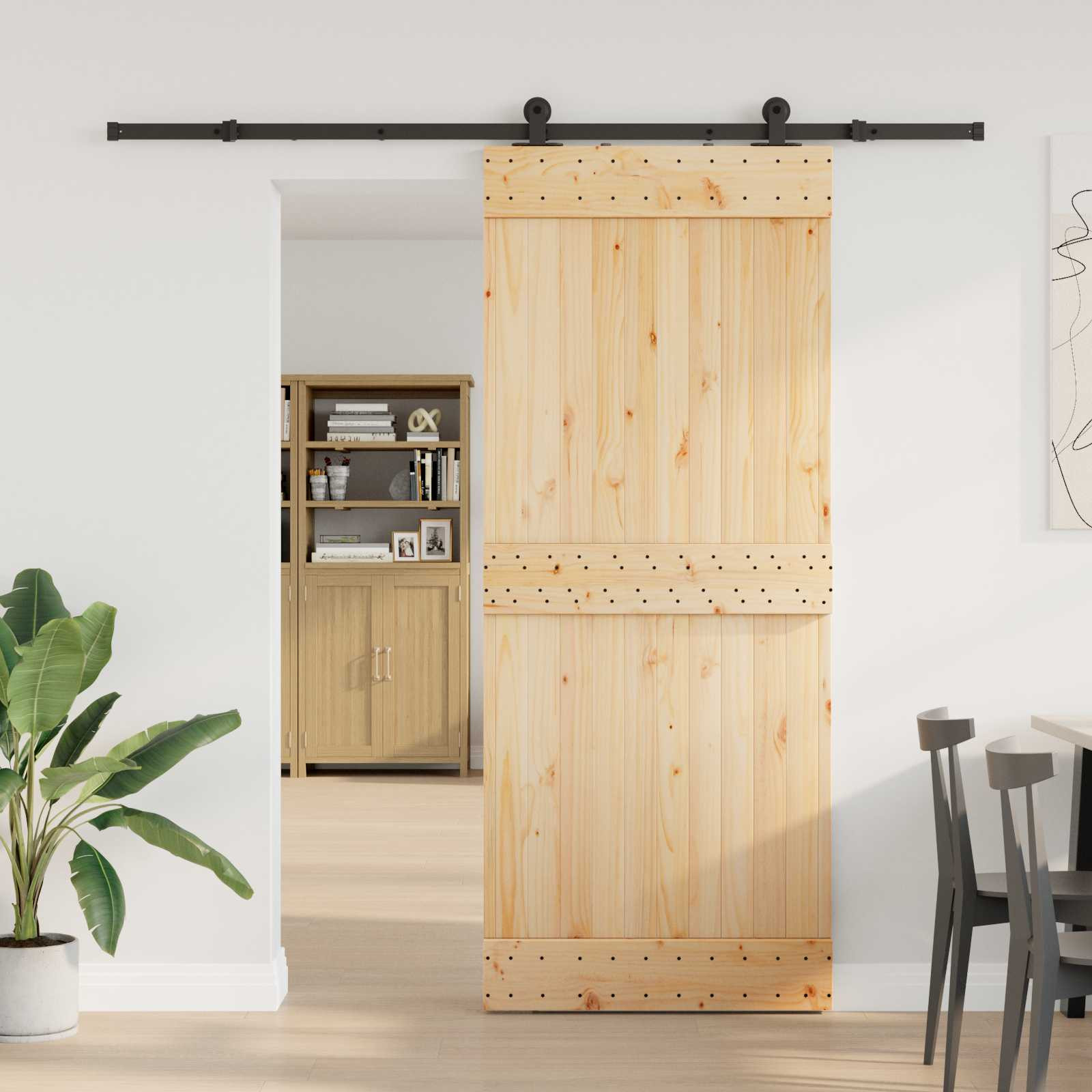vidaXL Schiebetür NARVIK 85 x 210 cm (213,5 cm) Natürlich und Schwarz
