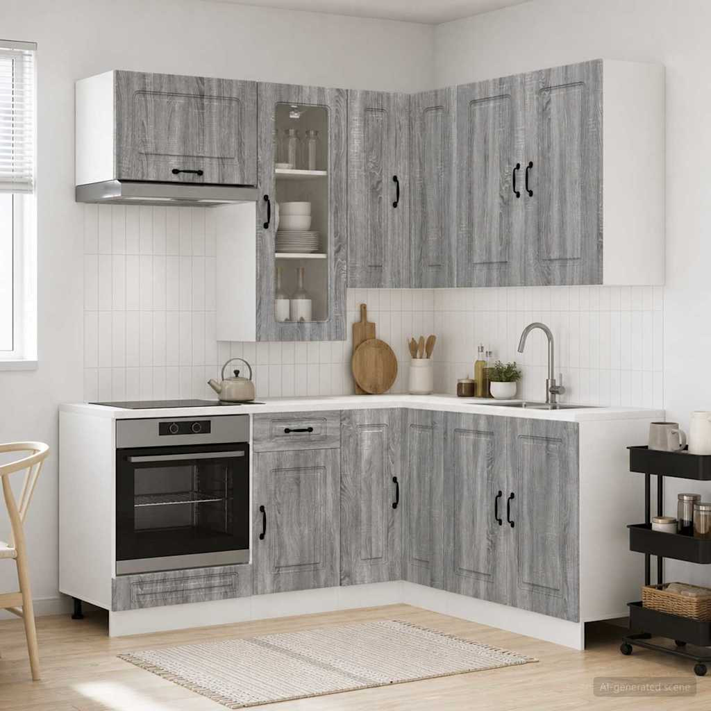 vidaXL Kücheneinheit KALMAR 8 pcs Grau Sonoma Holzwerkstoff
