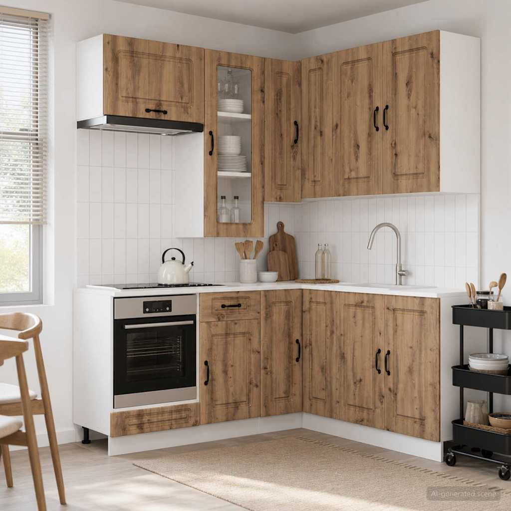 vidaXL Kücheneinheit KALMAR 8 pcs Artisan-Eiche Holzwerkstoff