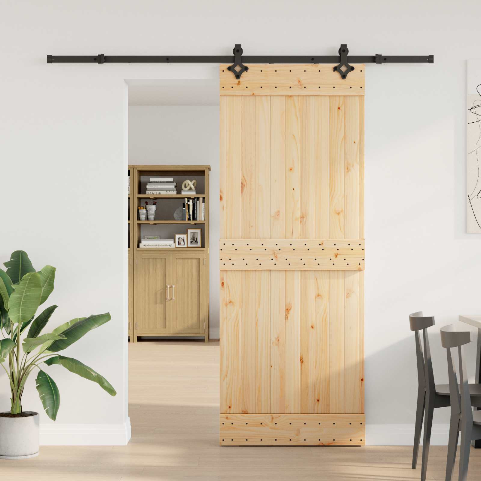 vidaXL Schiebetür NARVIK Natürlich und Schwarz 80 x 210 cm (213,5 cm)