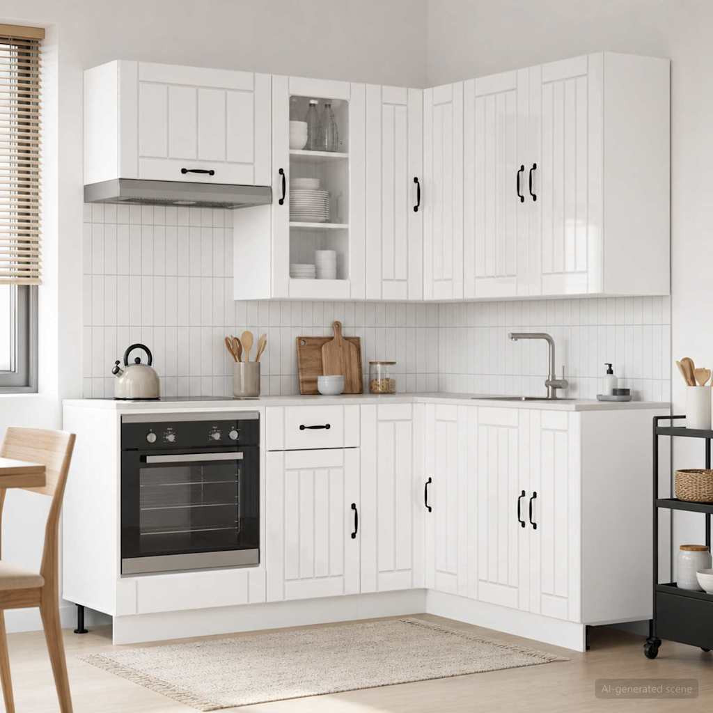 vidaXL Kücheneinheit LUCCA 8 pcs Hochglanz Weiß Holzwerkstoff