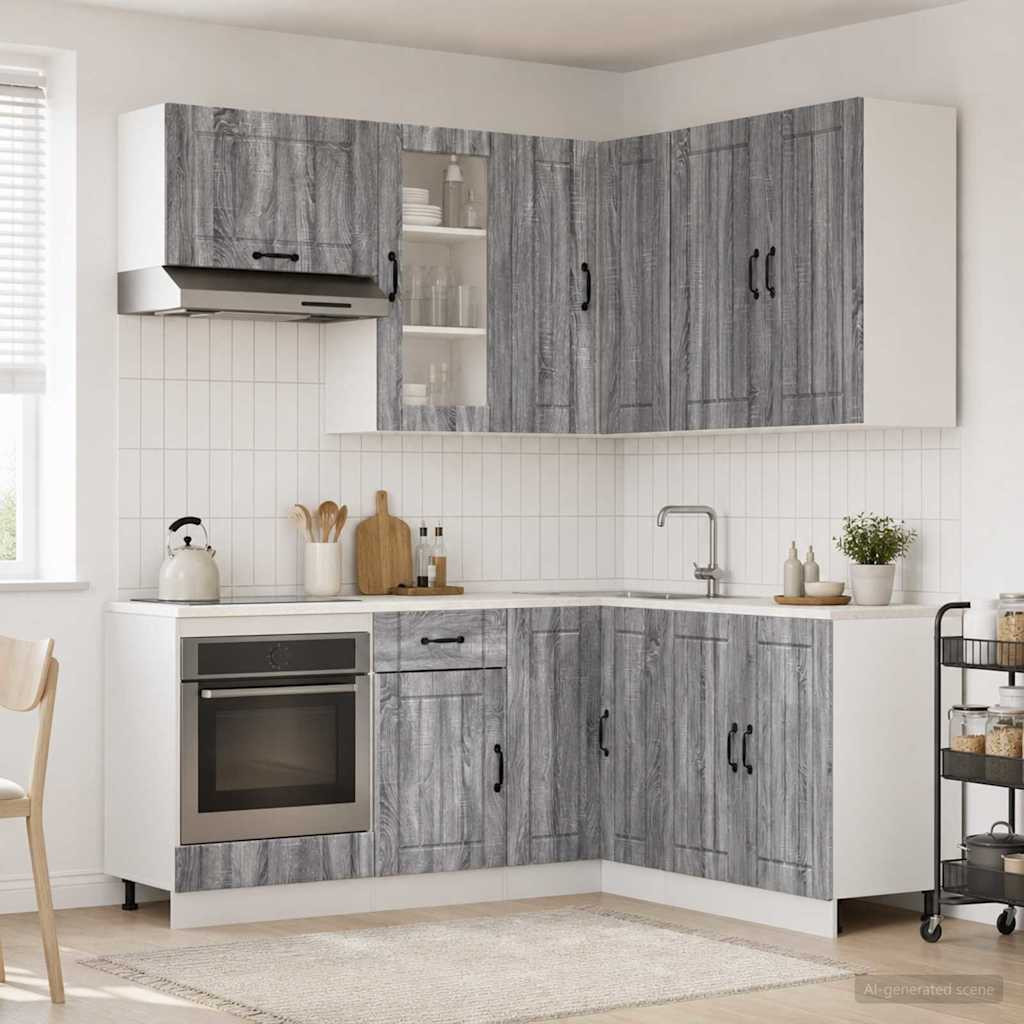 vidaXL Kücheneinheit LUCCA 8 pcs Grau Sonoma Holzwerkstoff