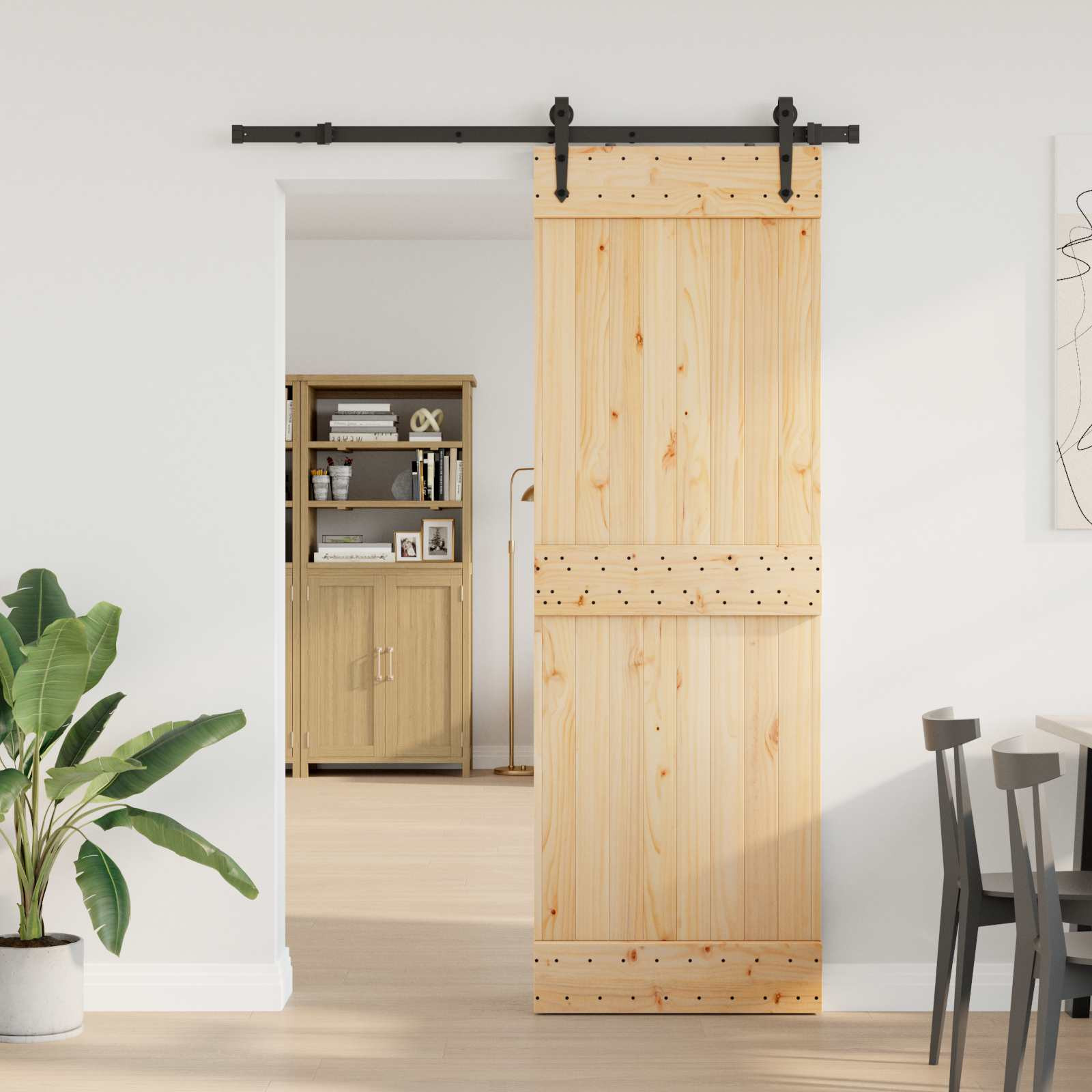 vidaXL Schiebetür NARVIK Natürlich und Schwarz 70 x 210 cm (152,5 cm)