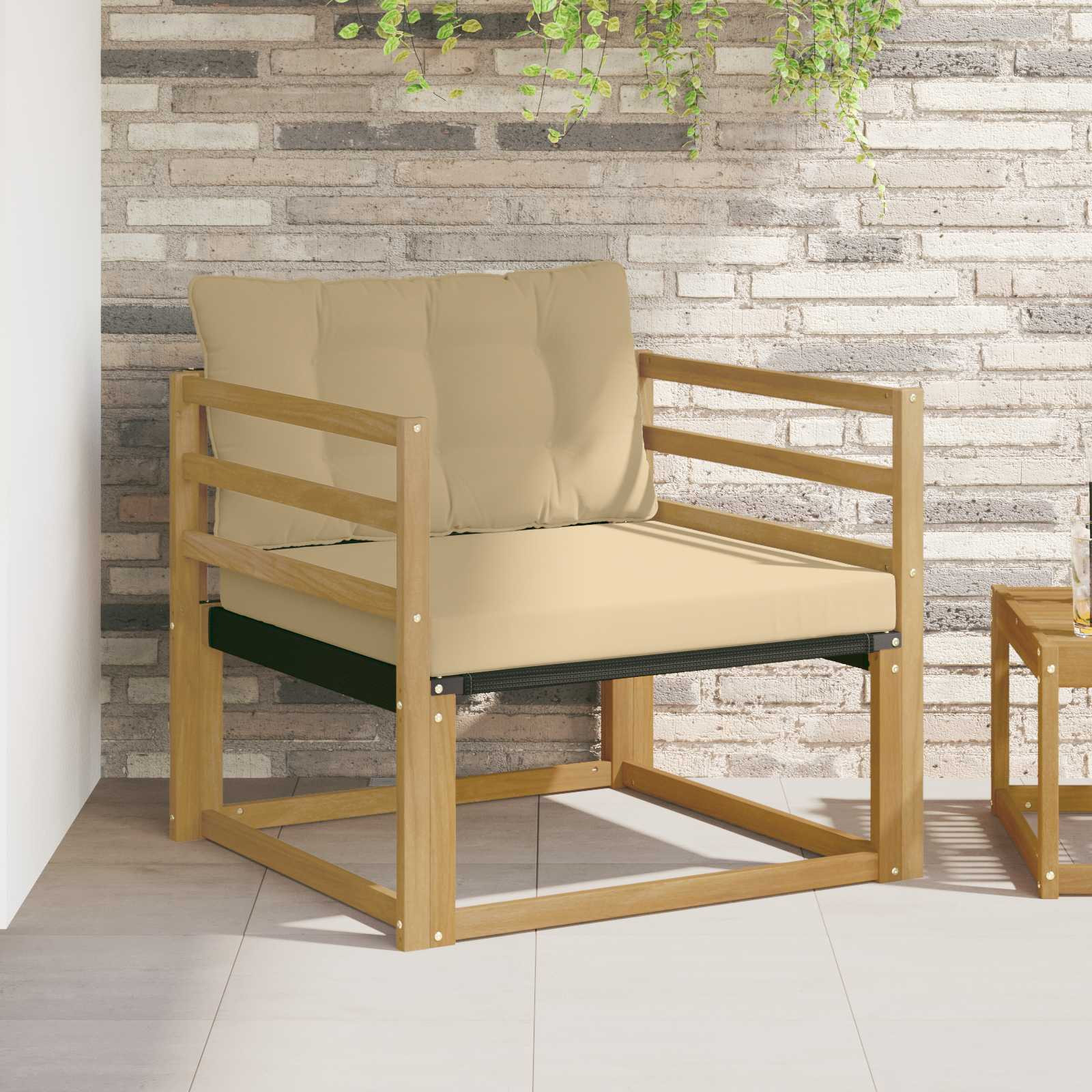 vidaXL Outdoor-Sofagarnitur Massives Akazienholz und Textilene Weiß