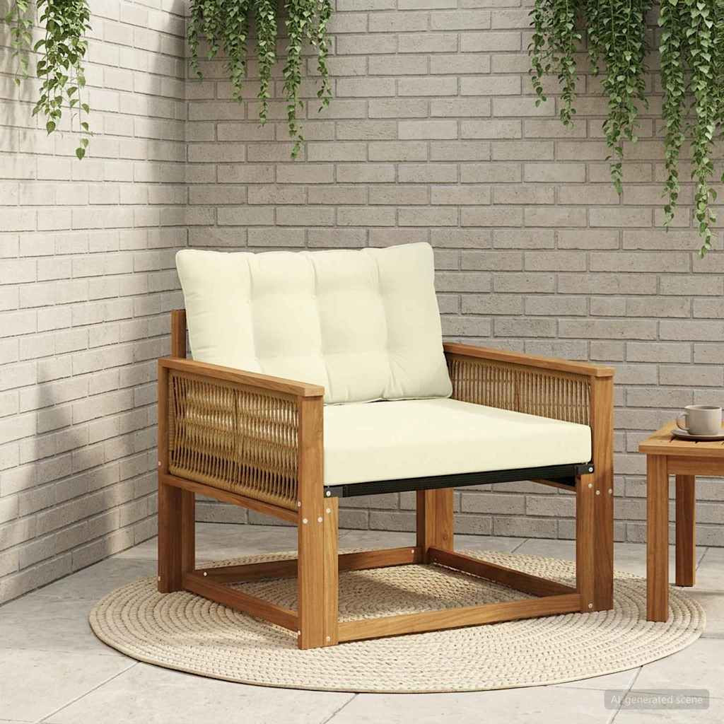 vidaXL Outdoor-Sofagarnitur Massives Akazienholz und Textilene Natur
