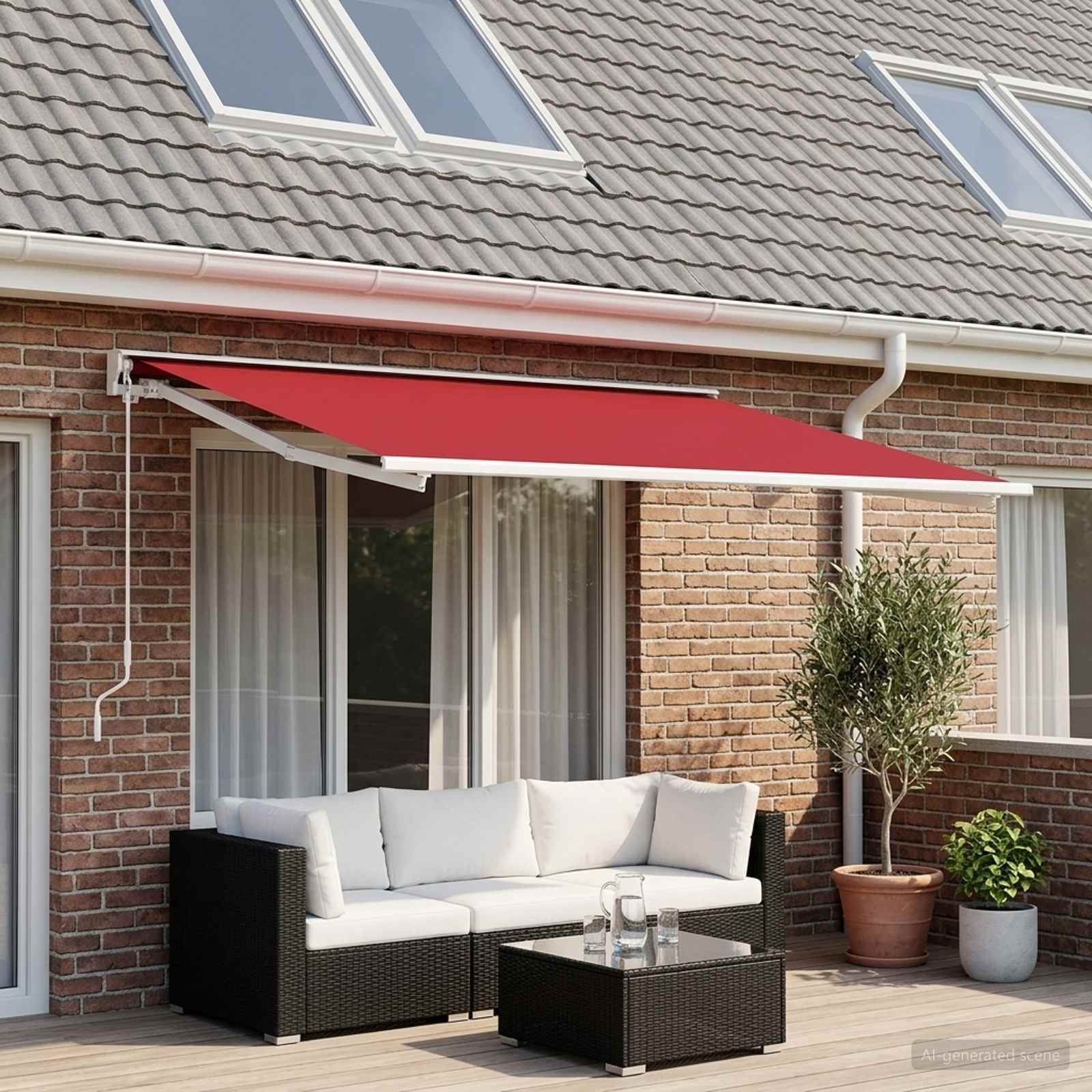 vidaXL Markisenersatzstoff Rot 300 x 250 cm Polyester