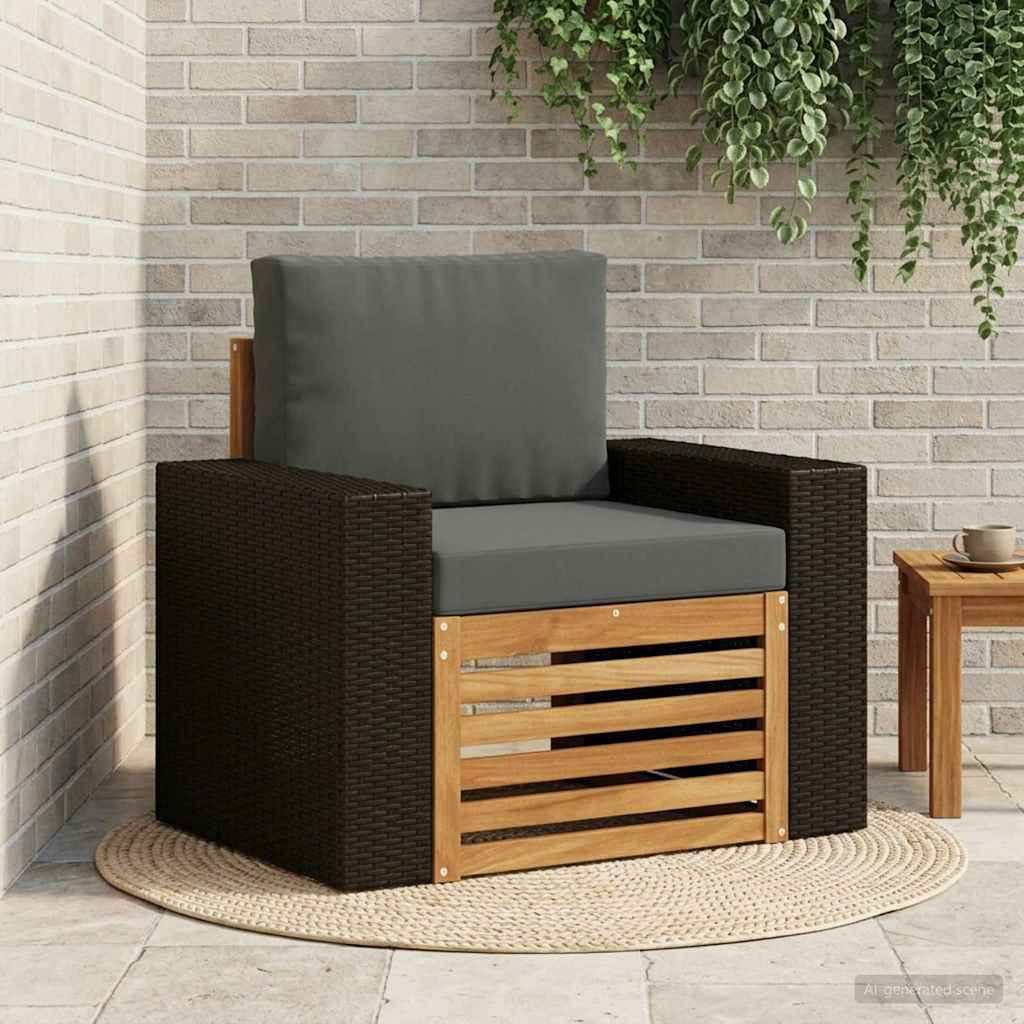 vidaXL Outdoor Mittelsofa Massivholz Akazie Natur