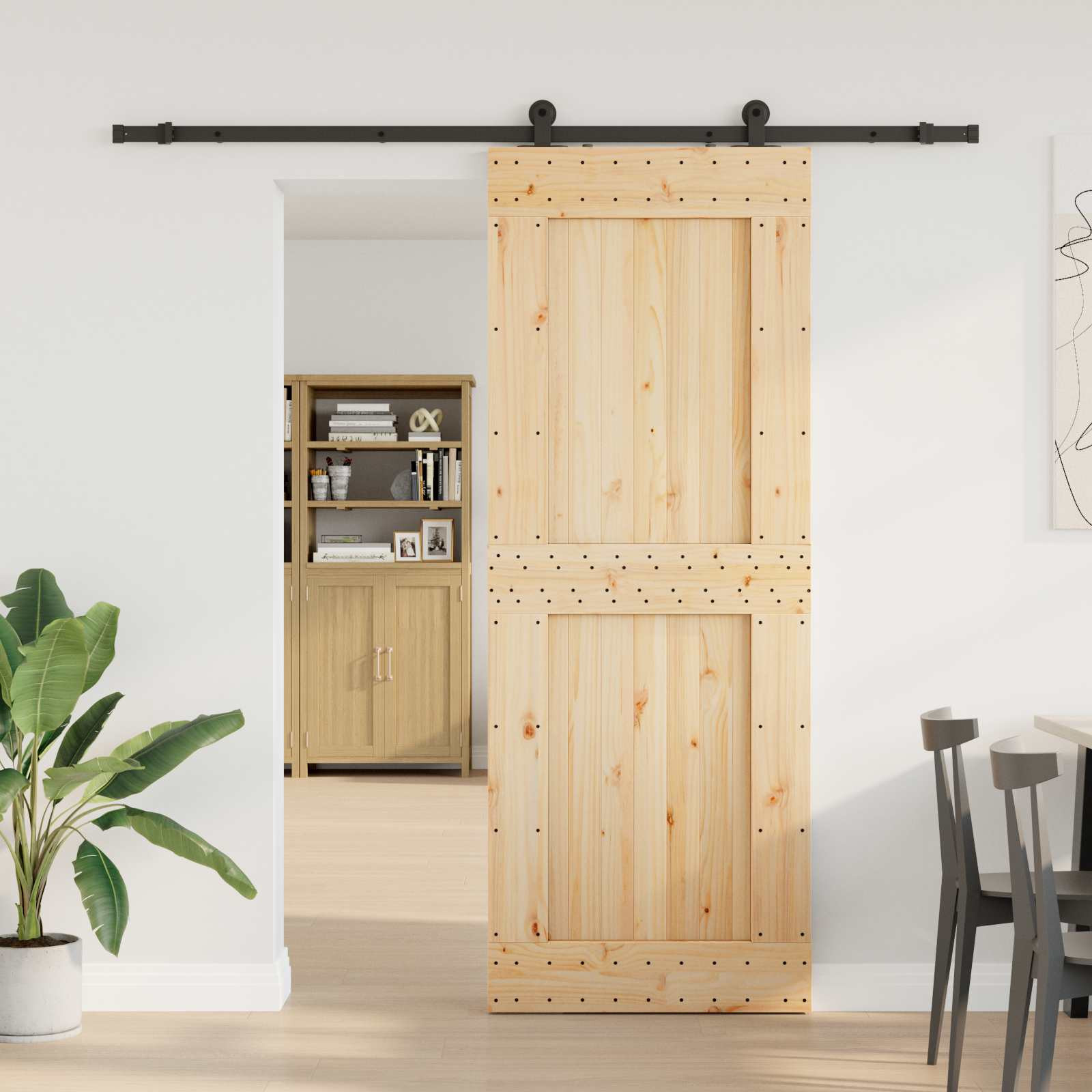 vidaXL Schiebetür NARVIK 85 x 210 cm (213,5 cm) Natürlich und Schwarz