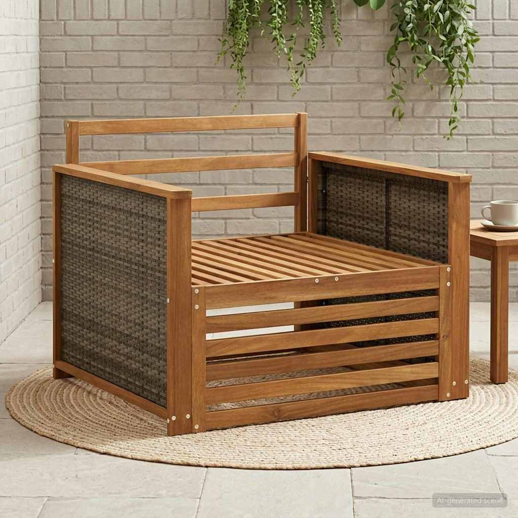 vidaXL Outdoor Mittelsofa Massivholz Akazie Natur