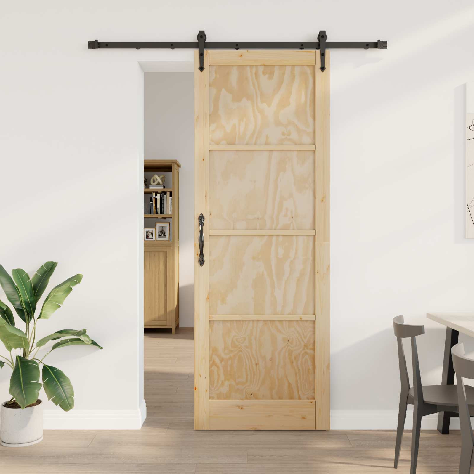 vidaXL Schiebetür ORKDAL Natürlich und Schwarz 83 x 232 cm