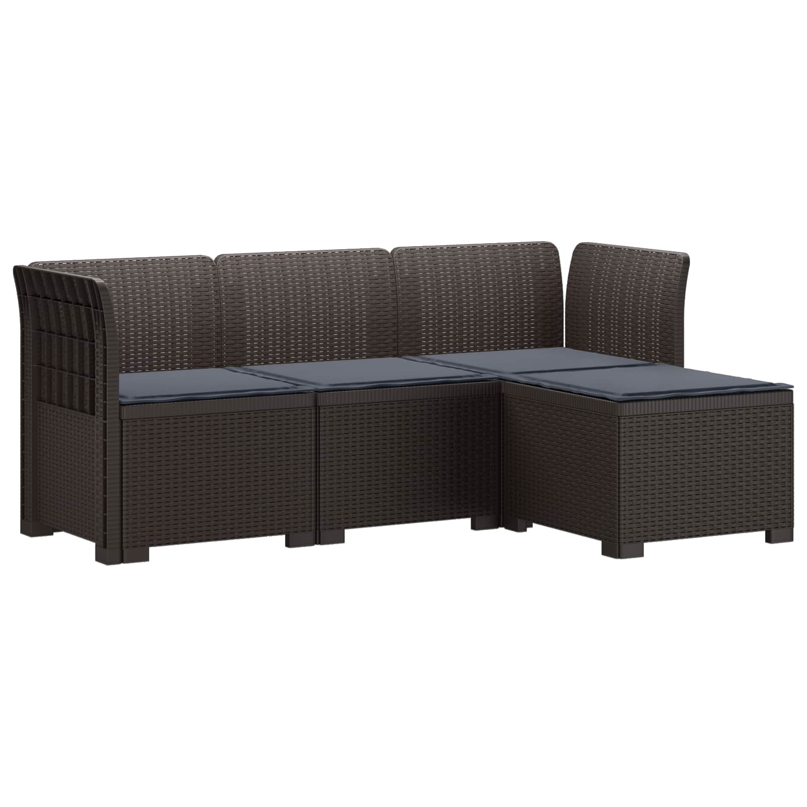 vidaXL 4-Sitzer Garten Sofa mit Kissen Rattan Look PP Braun