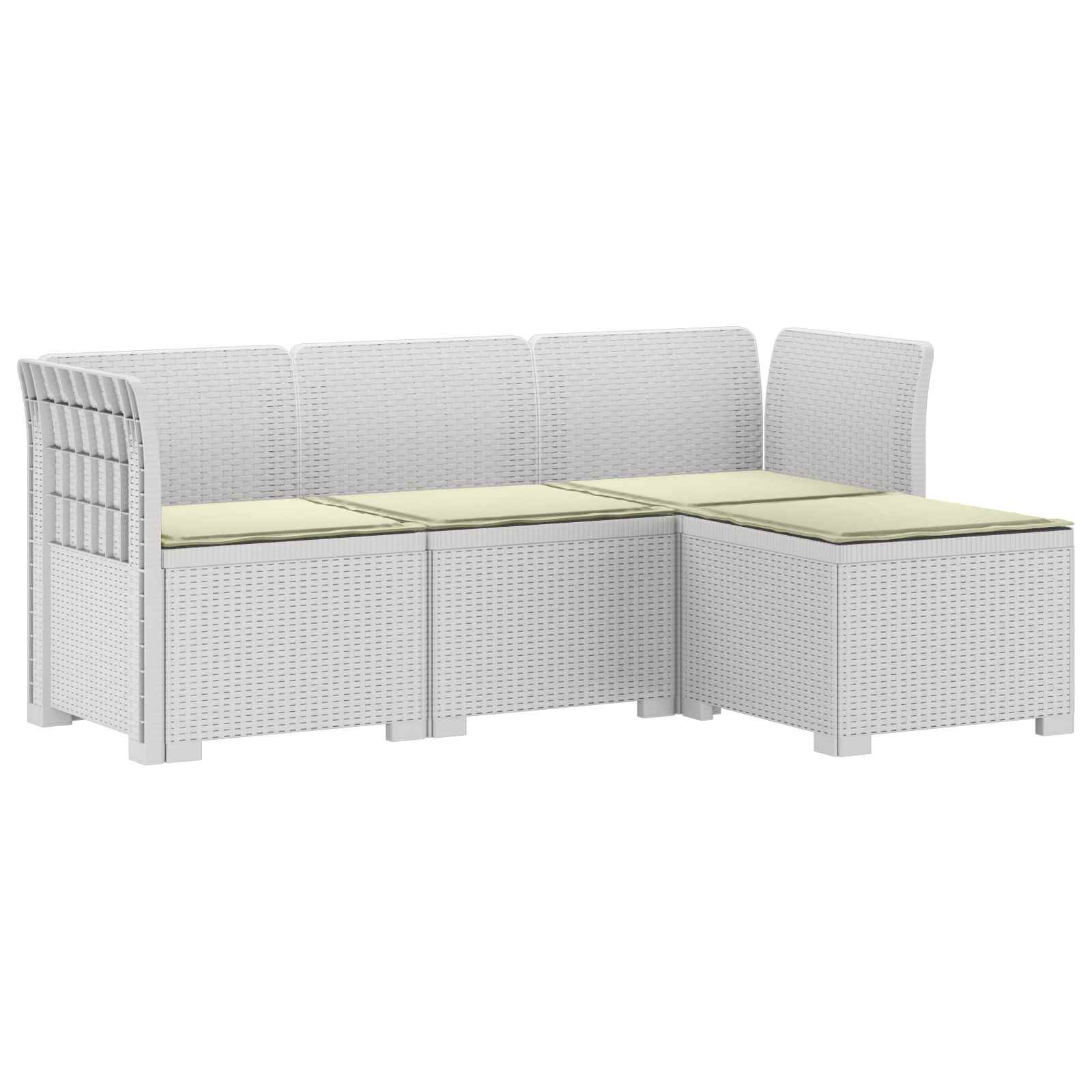 vidaXL 4-Sitzer Garten Sofa mit Kissen Rattan Look PP Weiß