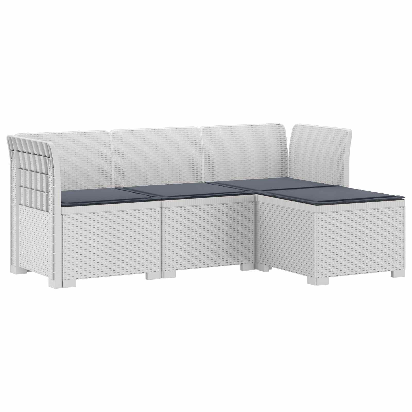 vidaXL 4-Sitzer Garten Sofa mit Kissen Rattan Look PP Weiß