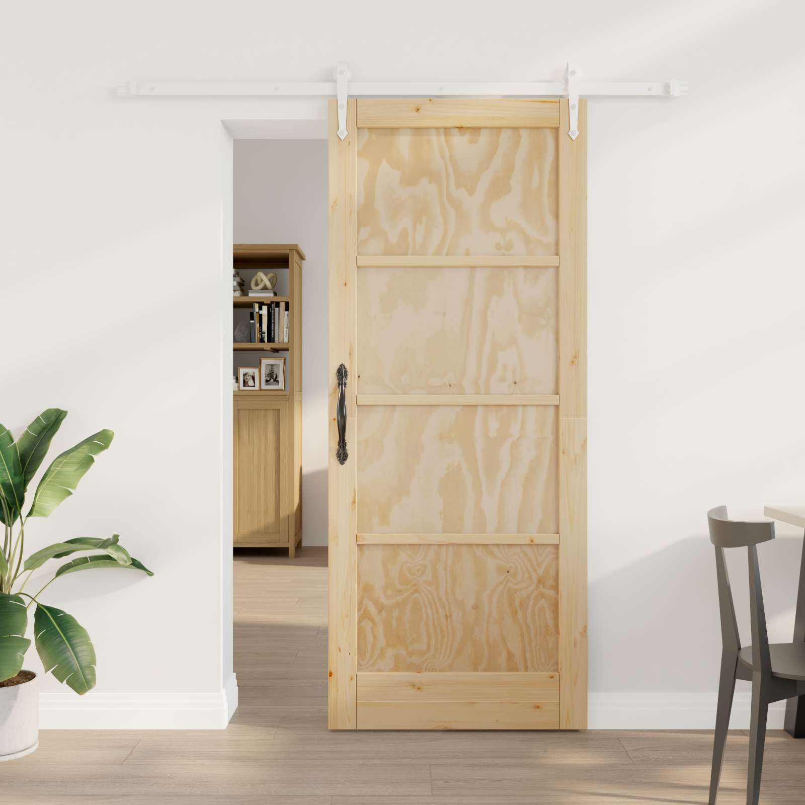 vidaXL Schiebetür ORKDAL Natürlich und Weiß 83 x 202 cm