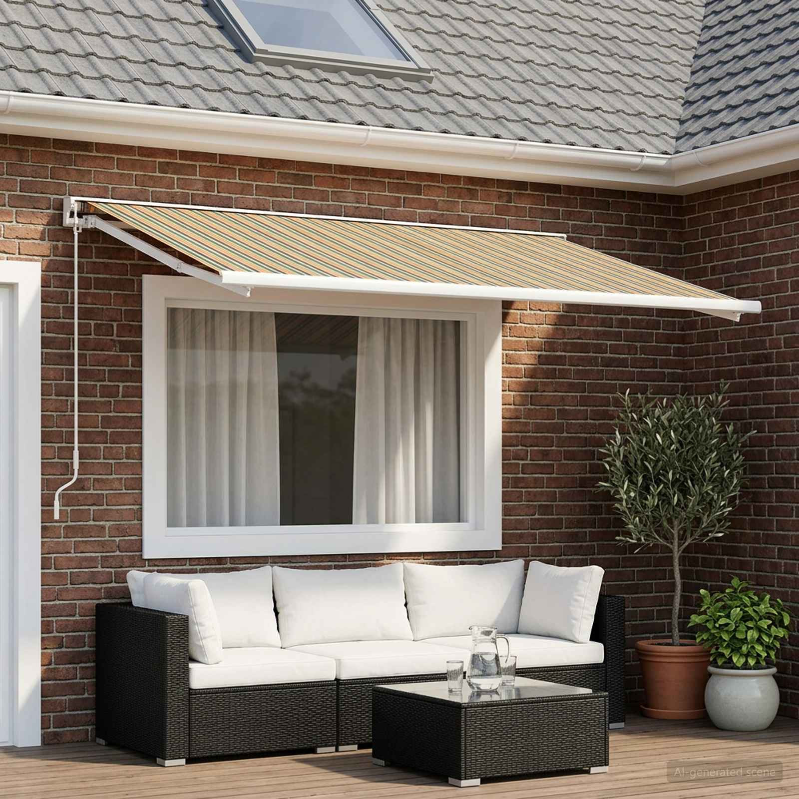 vidaXL Markisenersatzstoff Grün und Gelb 500 x 350 cm Polyester