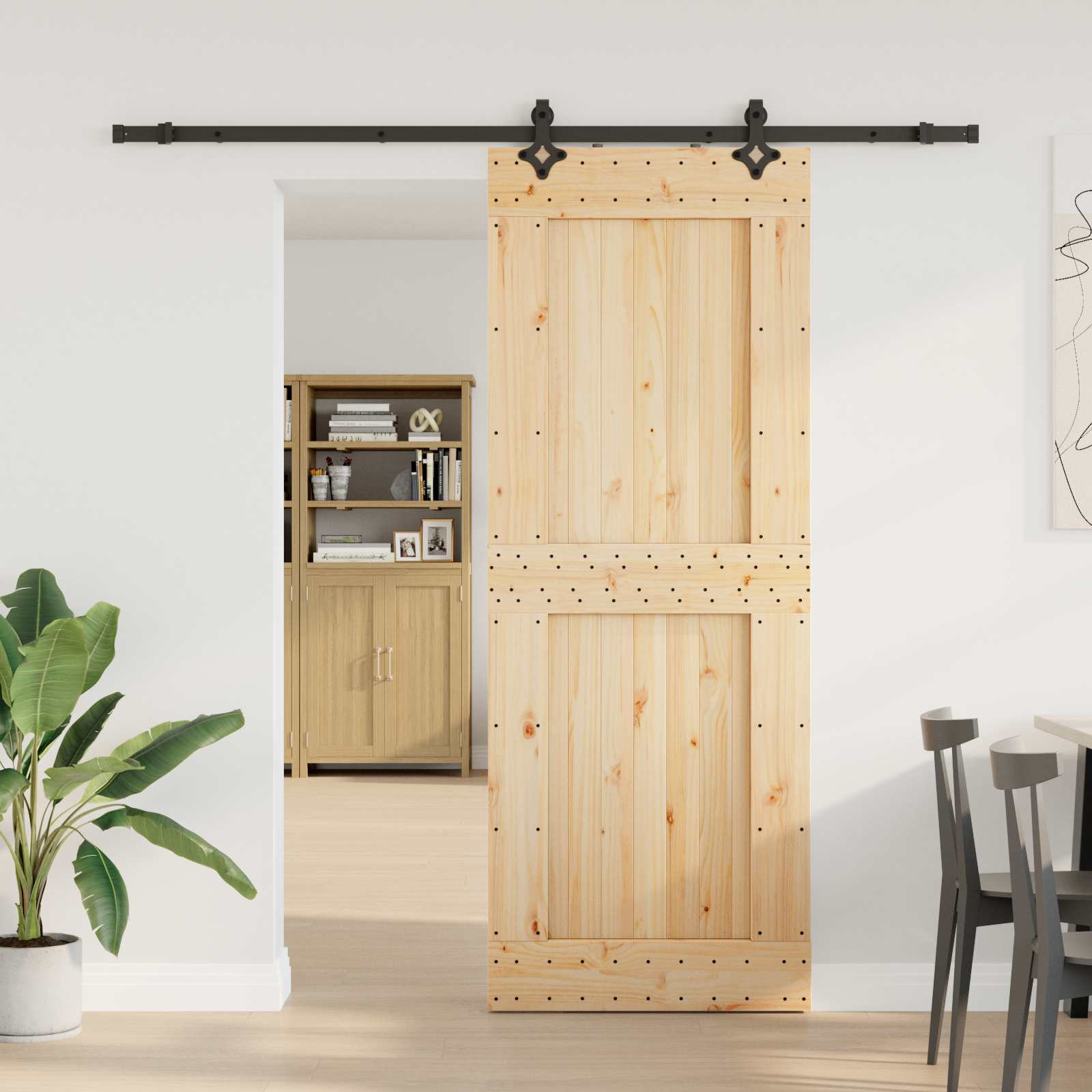vidaXL Schiebetür NARVIK Natürlich und Schwarz 85 x 210 cm (213,5 cm)