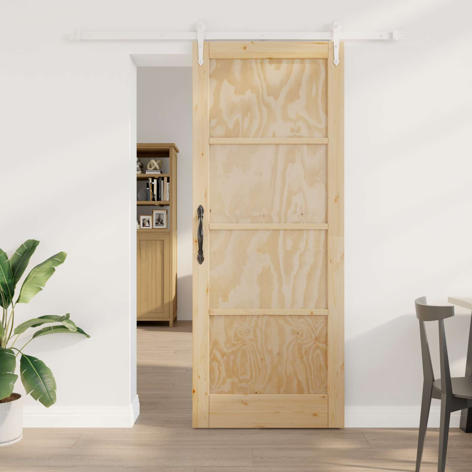 vidaXL Schiebetür ORKDAL Natürlich und Weiß 83 x 211 cm