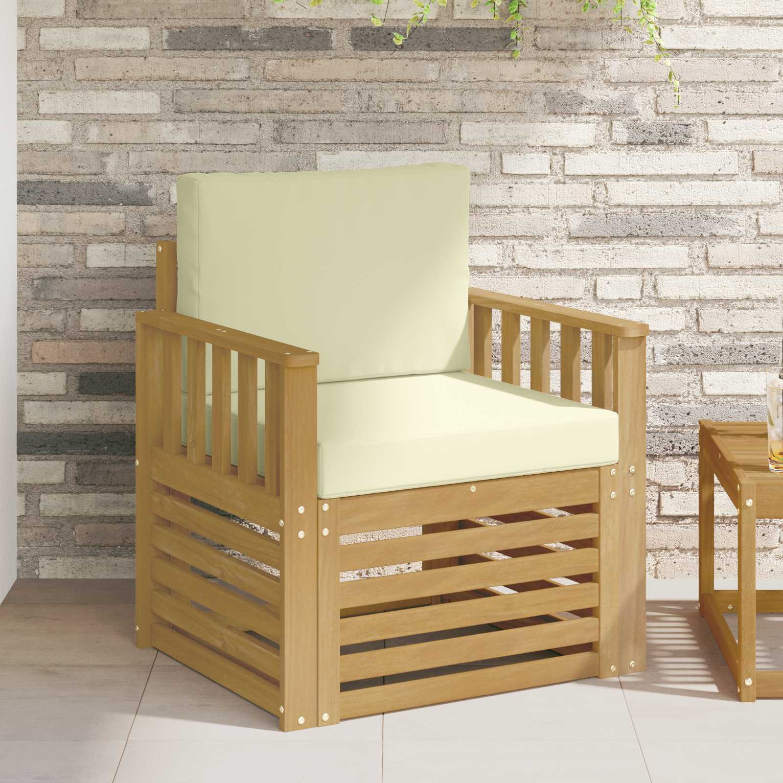 vidaXL 2 Stück Outdoor-Sofagarnitur Polyester Weiß und Creme