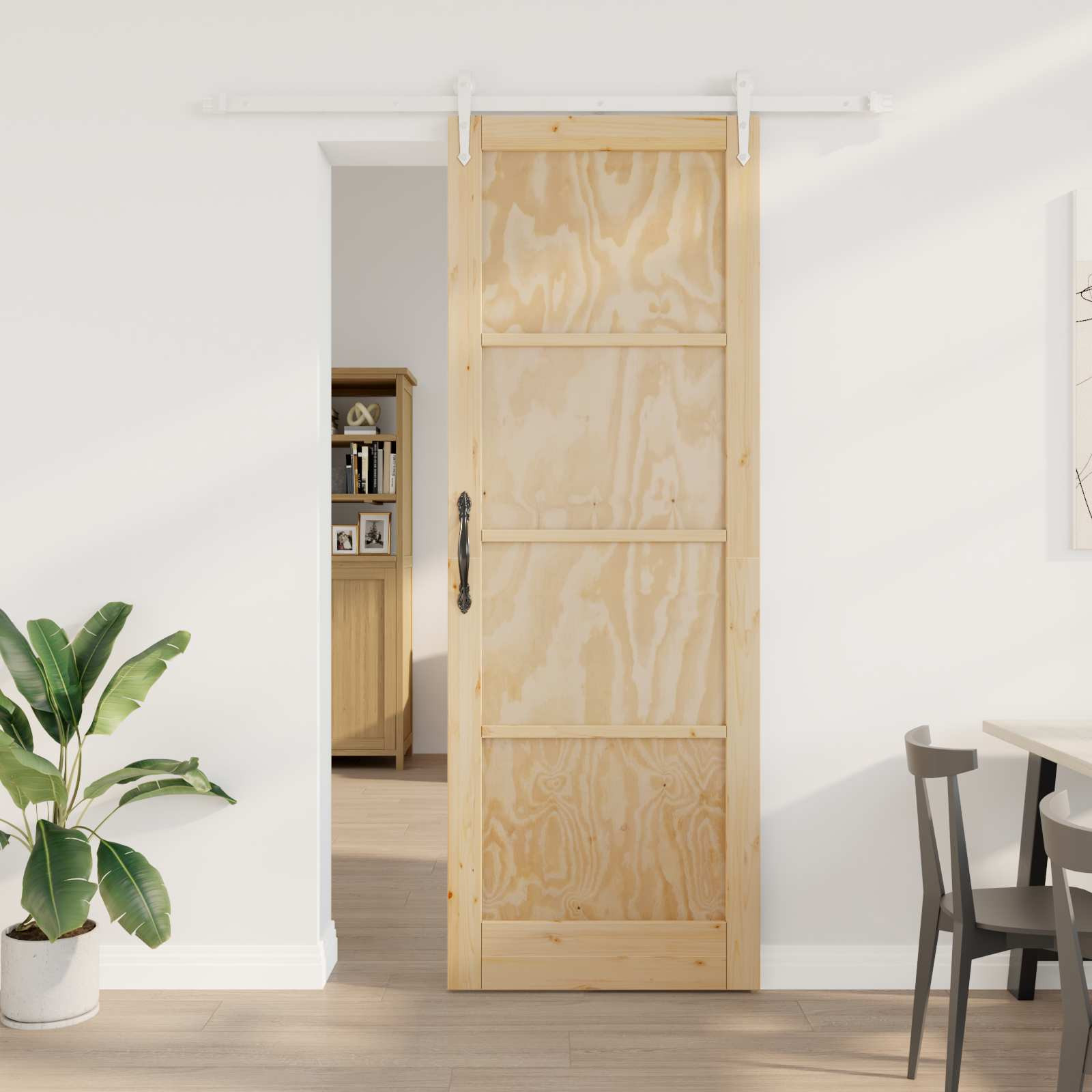 vidaXL Schiebetür ORKDAL Natürlich und Weiß 83 x 232 cm
