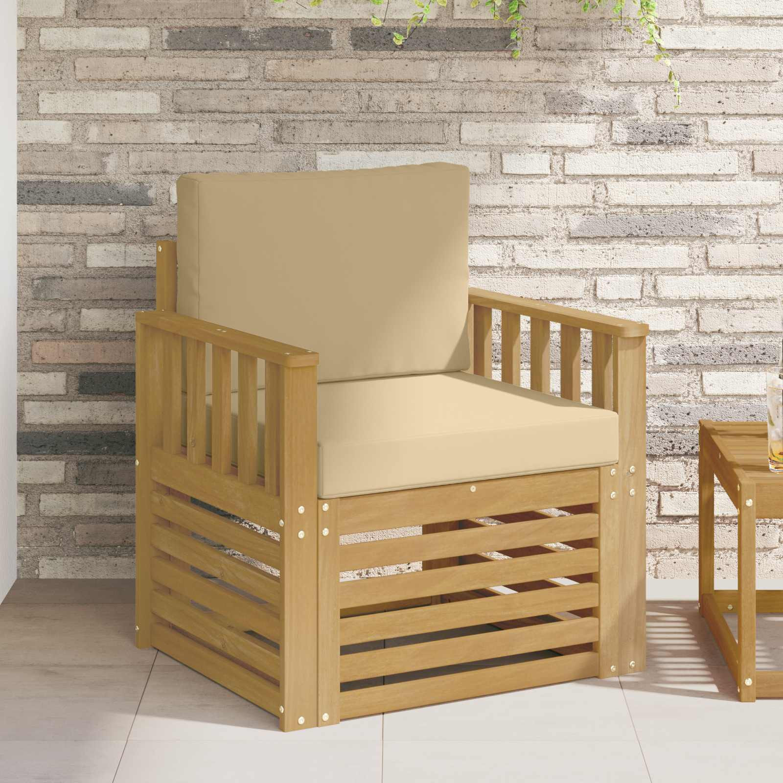 vidaXL 2 Stück Outdoor-Sofagarnitur Polyester Weiß und Beige