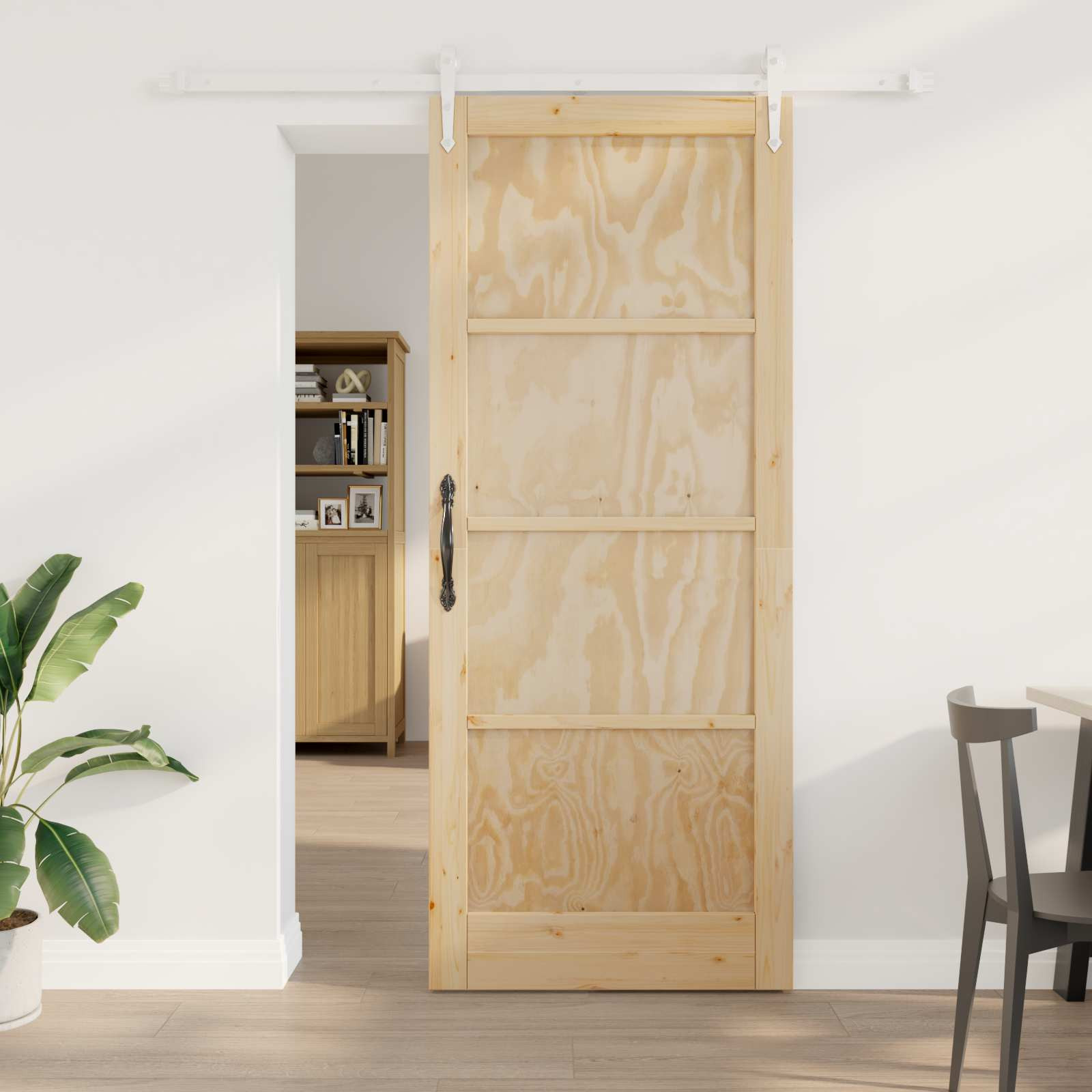 vidaXL Schiebetür ORKDAL Natürlich und Weiß 86 x 211 cm
