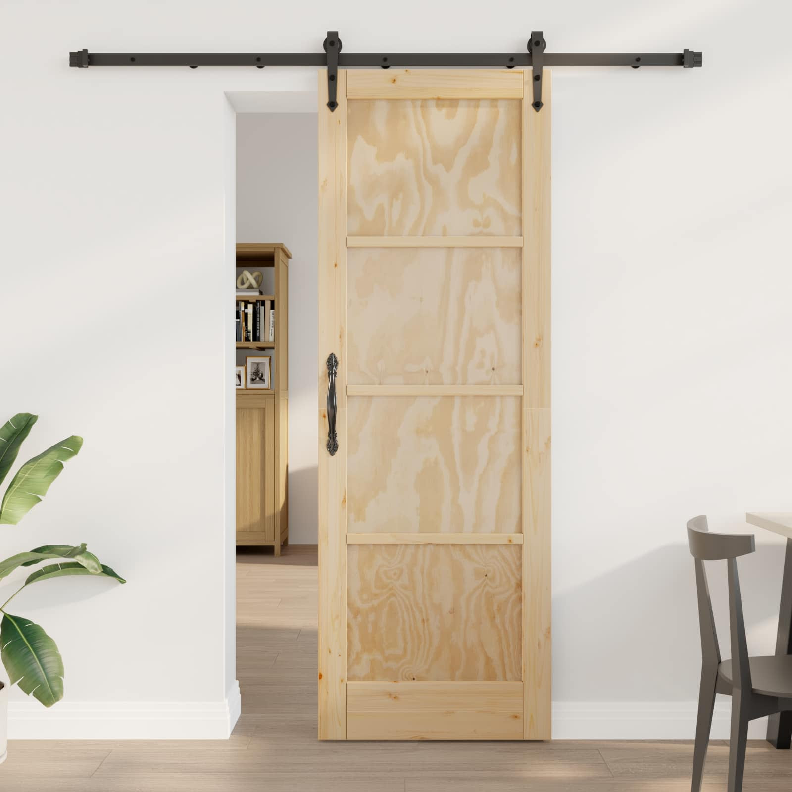 vidaXL Schiebetür ORKDAL Natürlich und Schwarz 73,5 x 211 cm