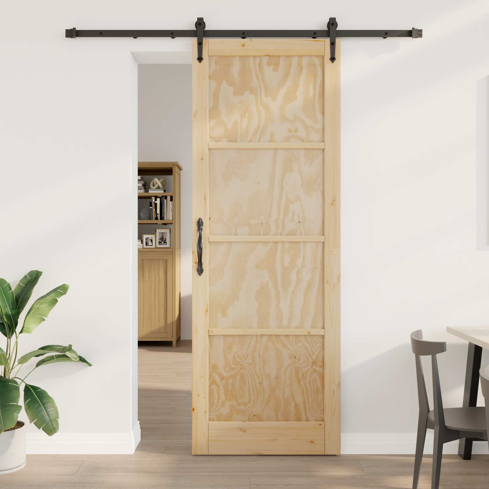 vidaXL Schiebetür ORKDAL Natürlich und Schwarz 83 x 232 cm