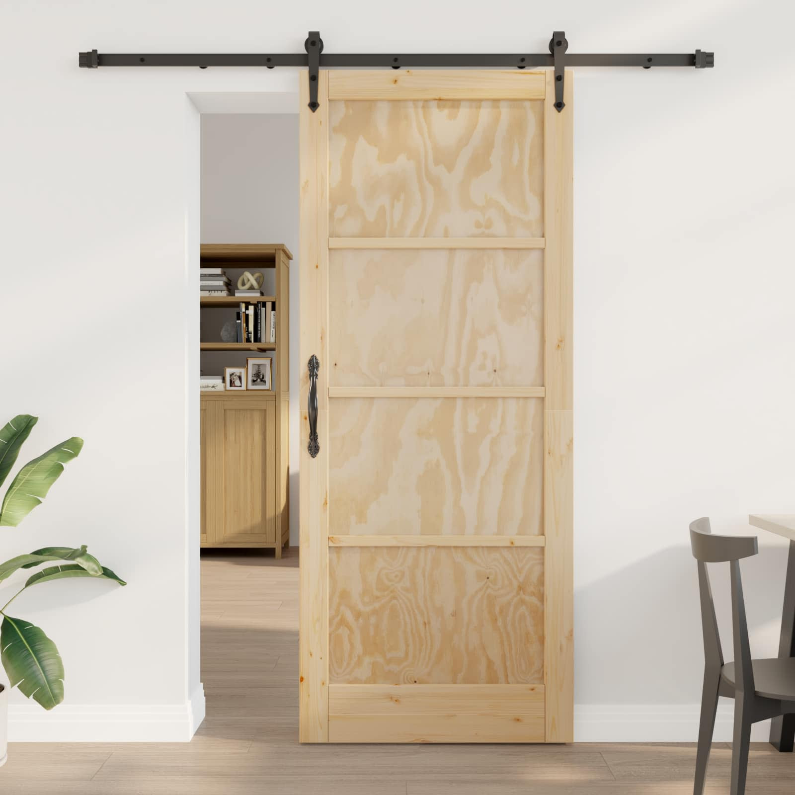 vidaXL Schiebetür ORKDAL Natürlich und Schwarz 86 x 211 cm