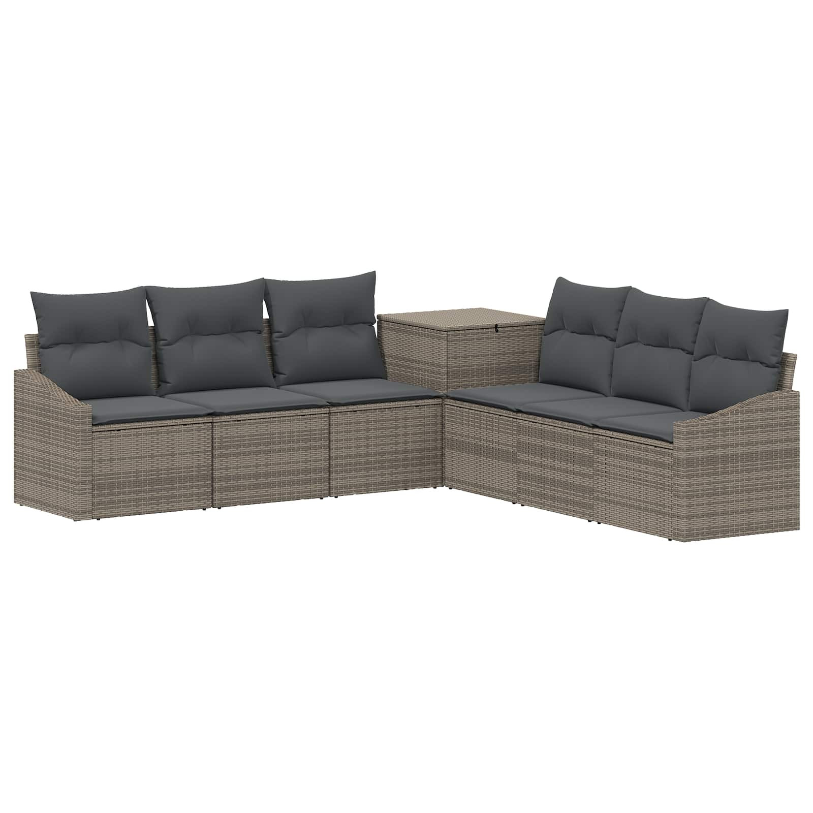 vidaXL Sofa Set 7 pcs Grau und Dunkelgrau Polyrattan und Stahl