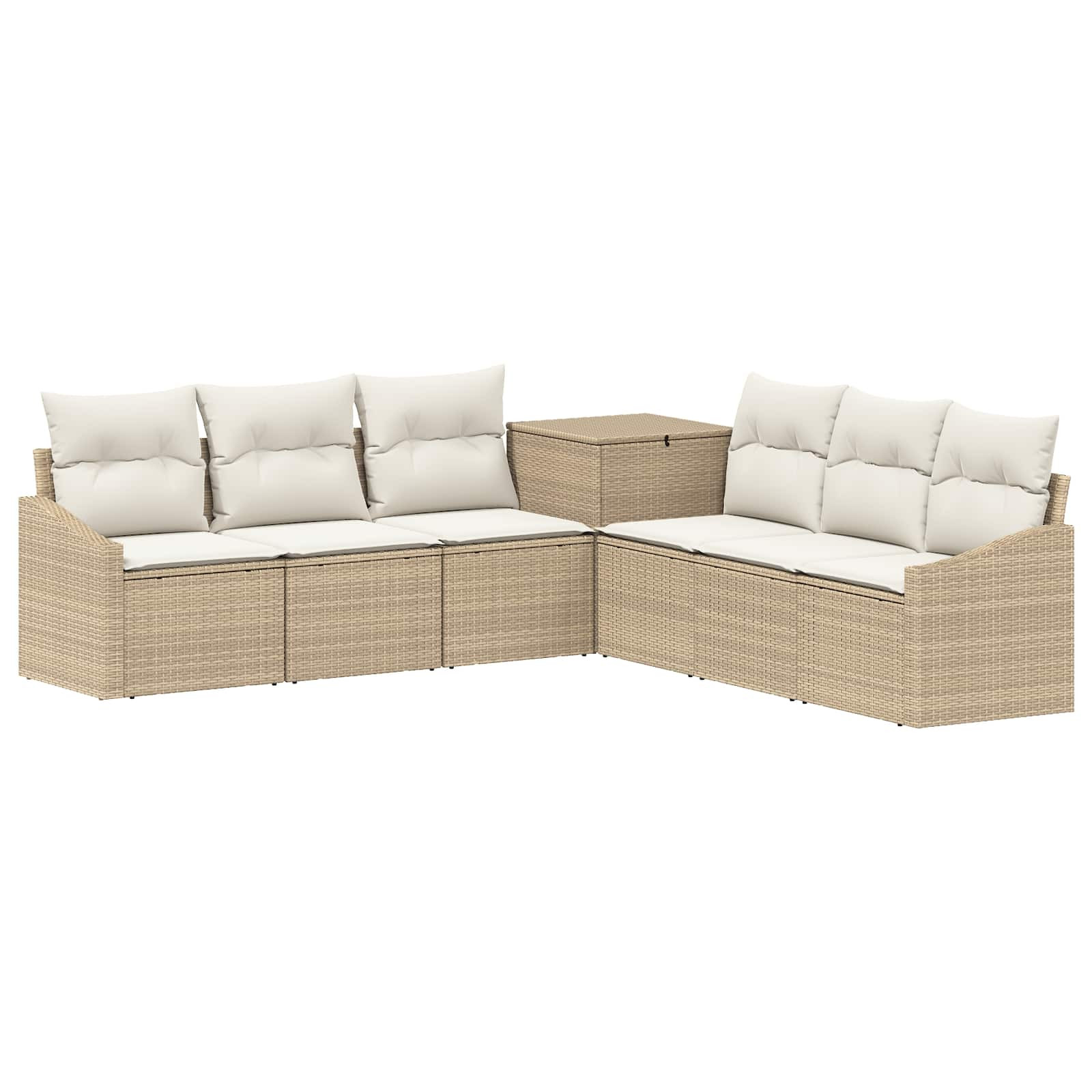 vidaXL Sofa Set 7 pcs Beige und Cremeweiß Polyrattan und Stahl