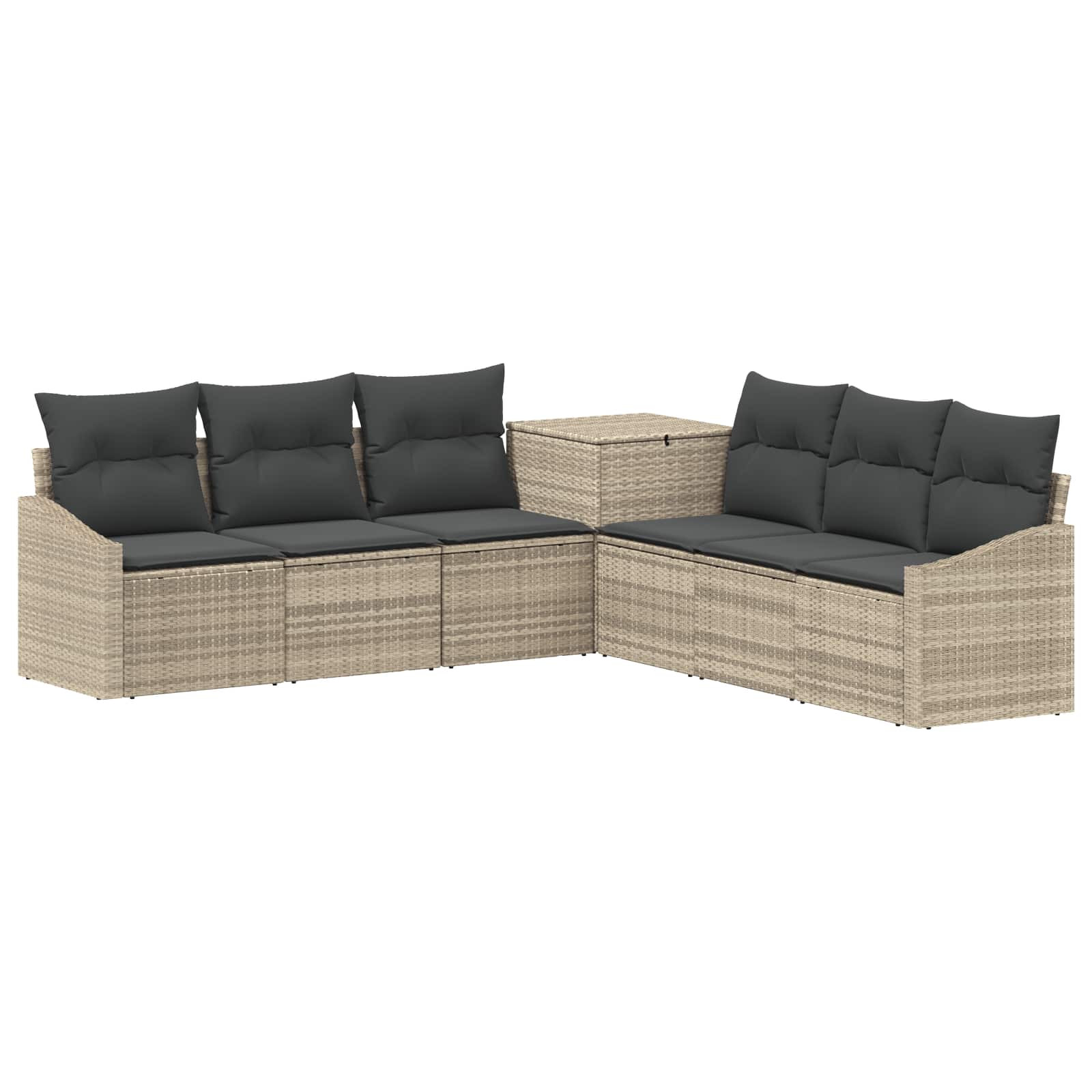 vidaXL Sofa Set 7 pcs Hellgrau und Dunkelgrau Polyrattan und Stahl