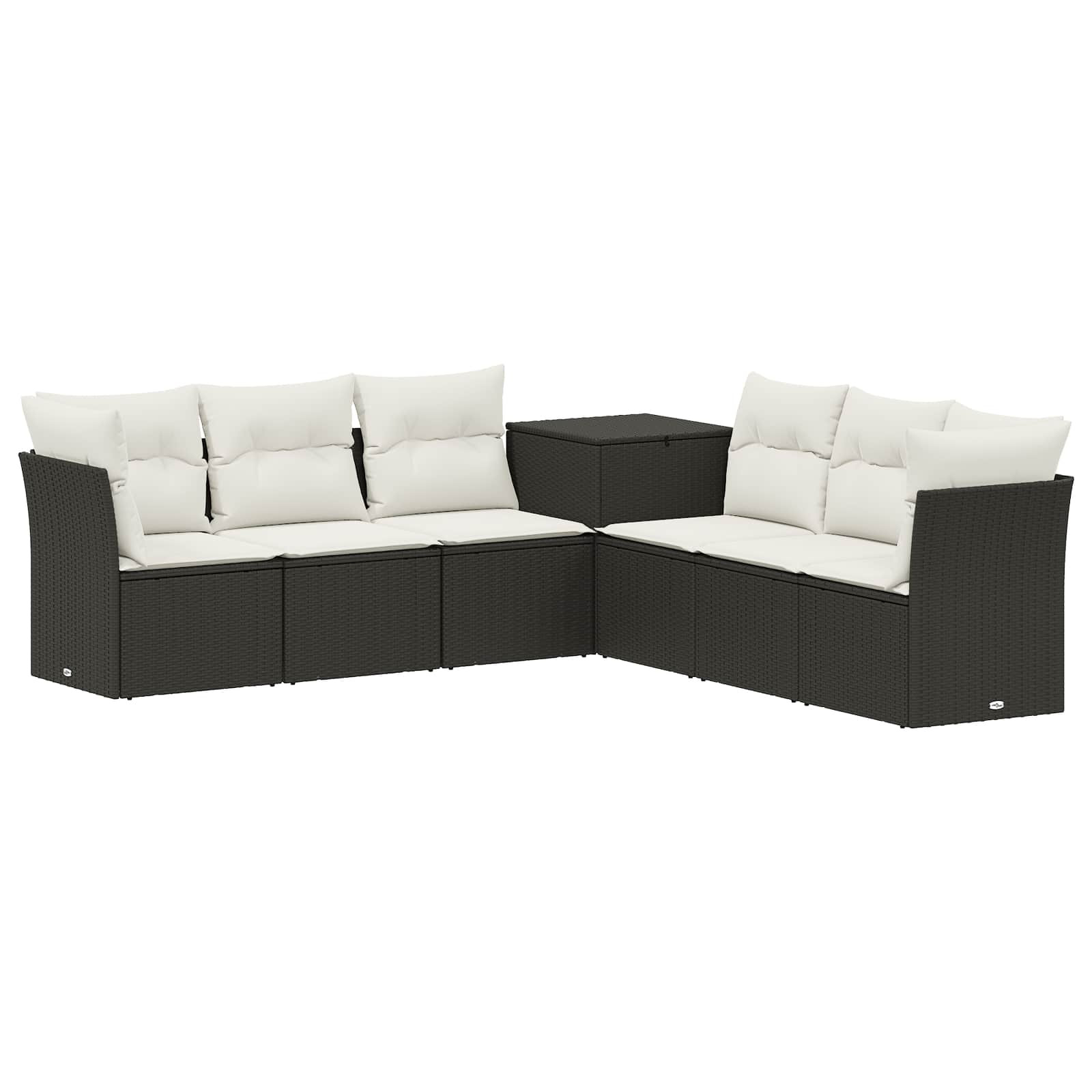 vidaXL Sofa Set 7 pcs Schwarz und Cremeweiß Polyrattan und Stahl
