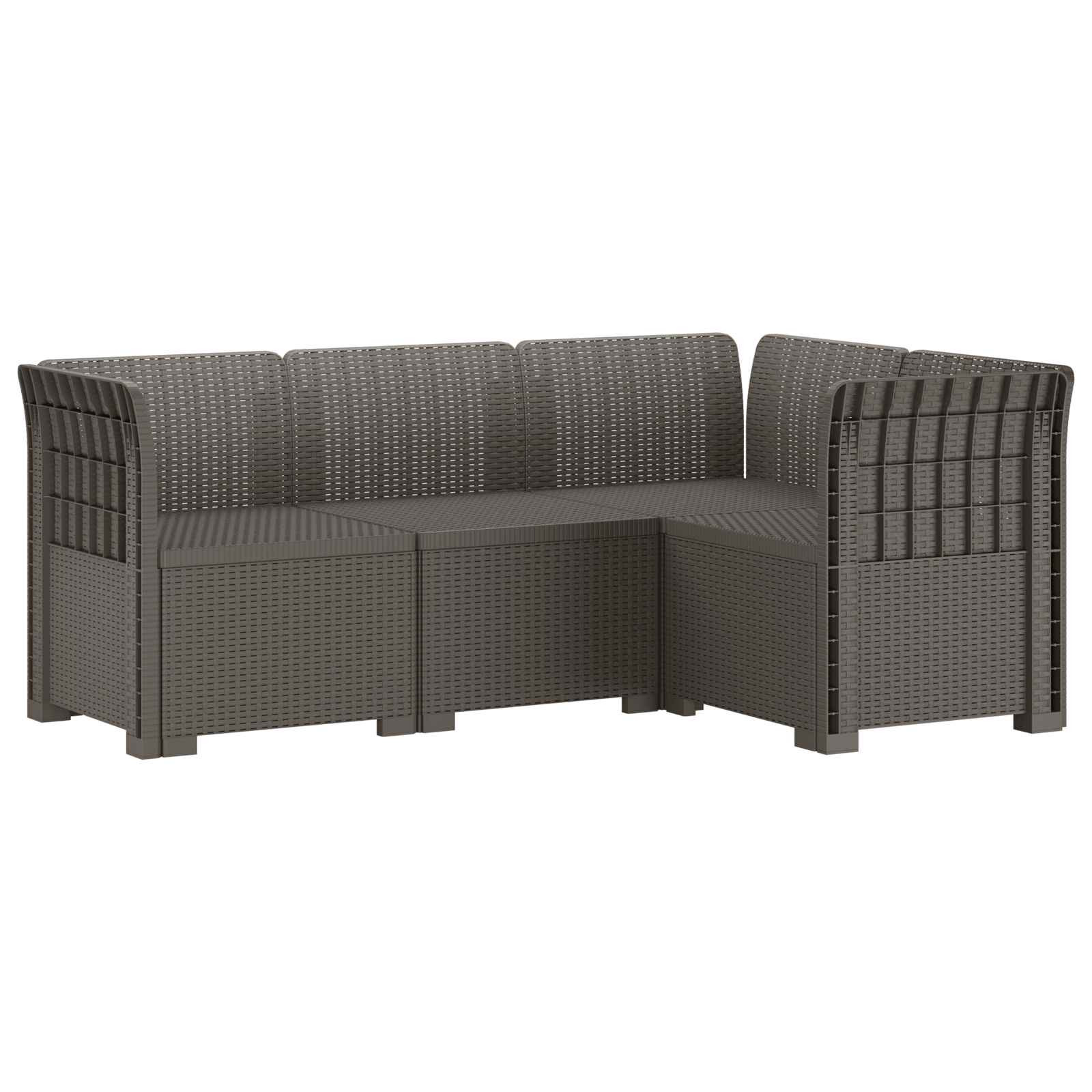 vidaXL 4-Sitzer Gartensofa Rattan-Look PP Hellgrau