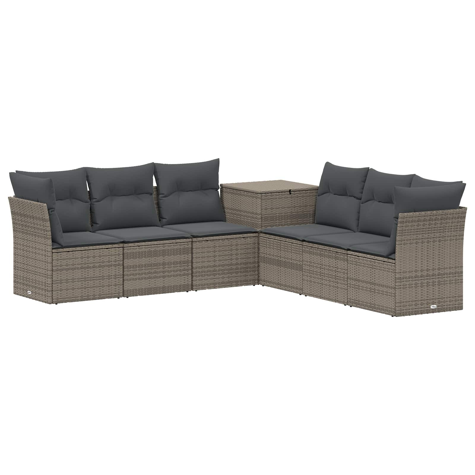 vidaXL Sofa Set 7 pcs Grau und Dunkelgrau Polyrattan und Stahl