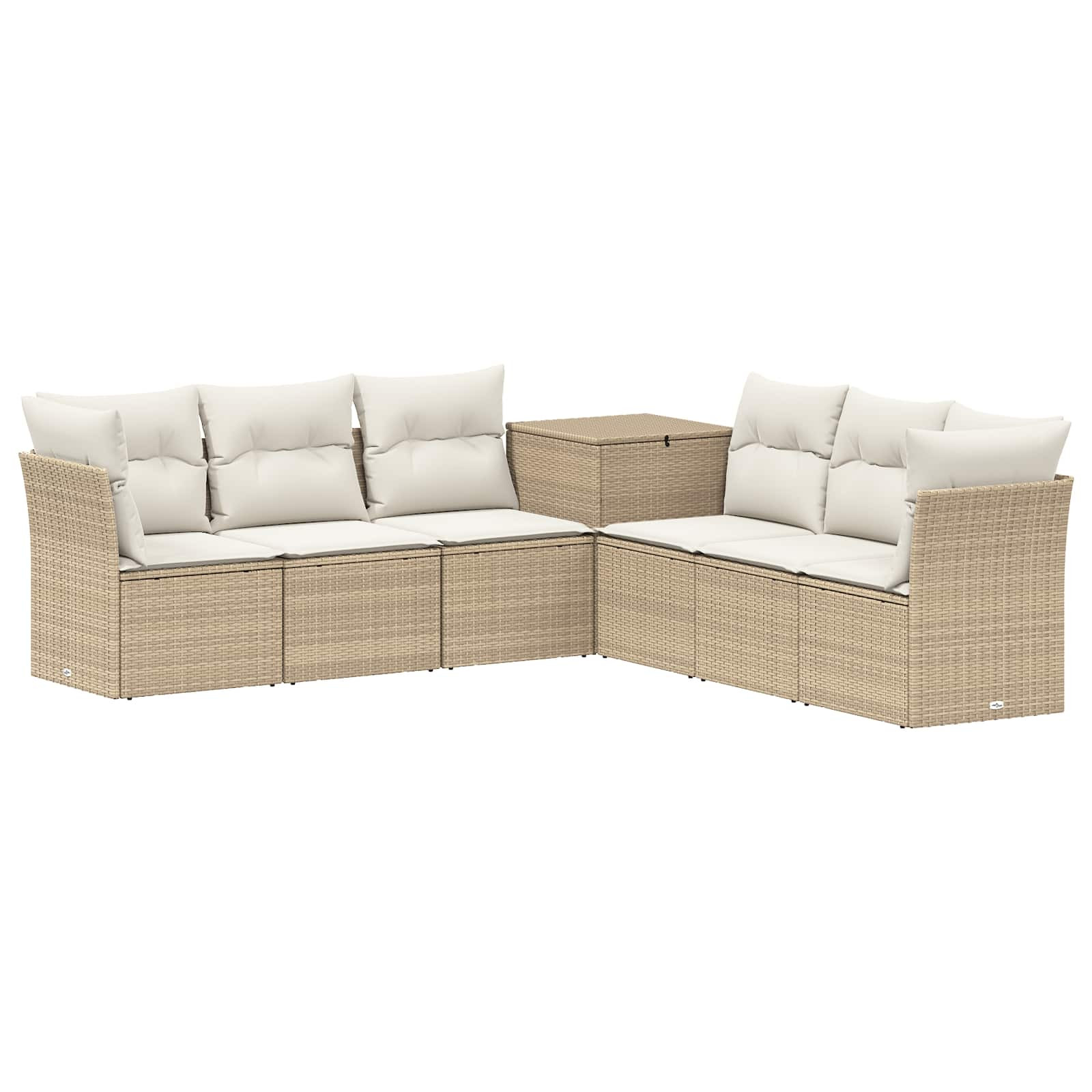 vidaXL Sofa Set 7 pcs Beige und Cremeweiß Polyrattan und Stahl
