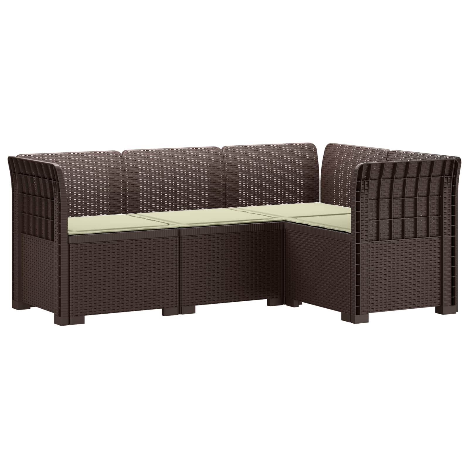 vidaXL 4-Sitzer Gartensofa mit Kissen Rattan-Look PP Braun